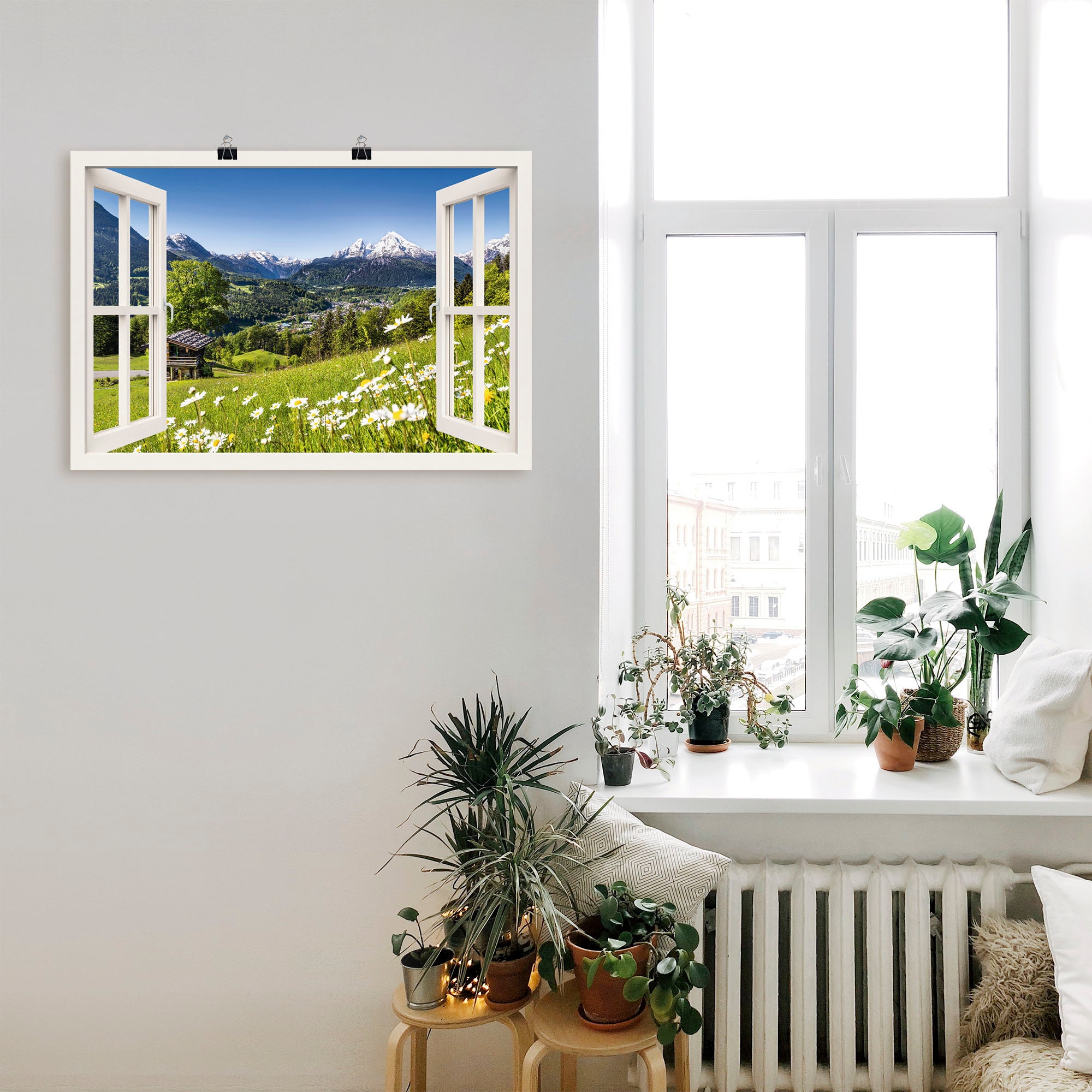Artland Wandbild »Fensterblick Bayerischen Alpen« Berge 1 Stk. tlg. als Alubild, Leinwandbild, Wandaufkleber oder Poster in versch. Größen