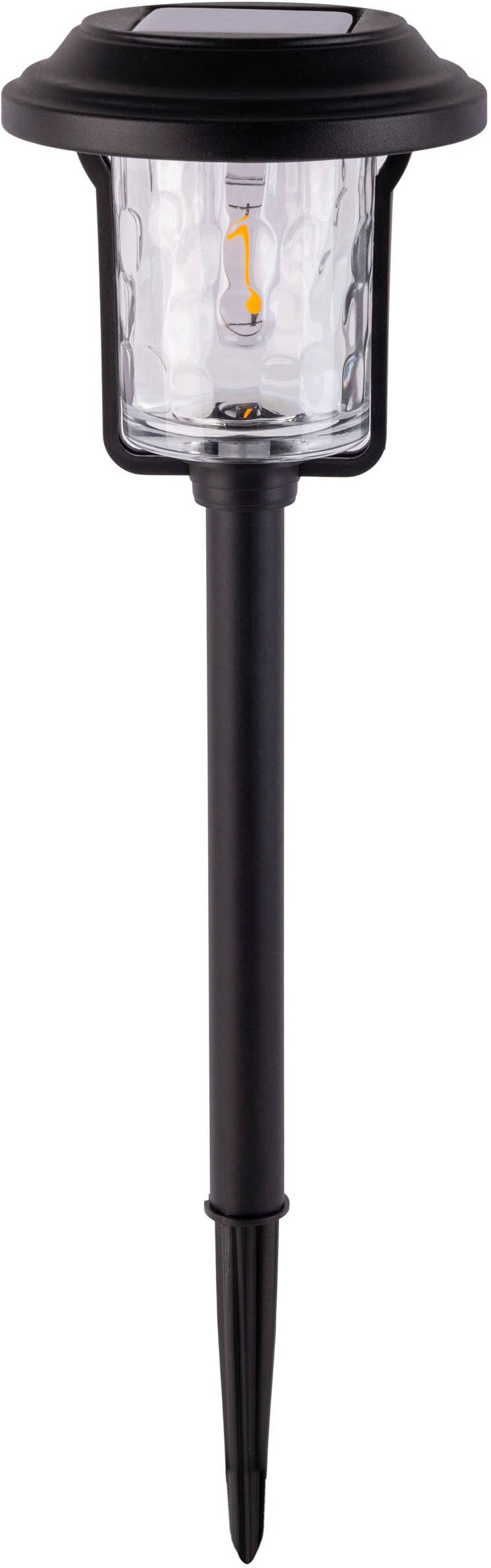 näve LED Solarleuchte »Simon« LED-Modul 1 Stk. Warmweiß Spieß schwarz, strukturierter Glasschirm , H: 54,7cm, Dämmerungssensor
