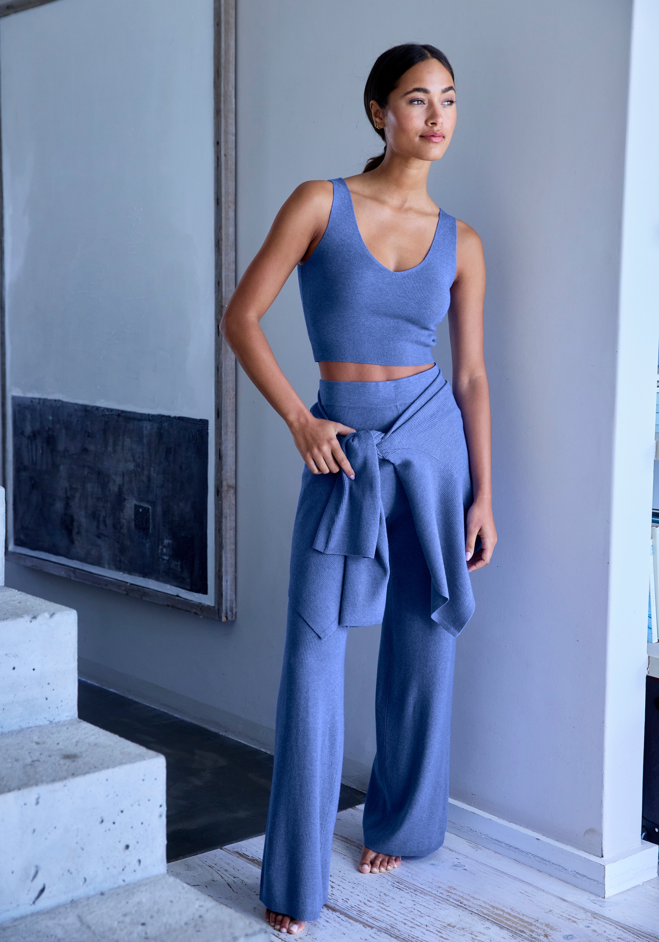 Copenhagen Studios Stricktop, aus hochwertigem Rippstrick, Loungewear