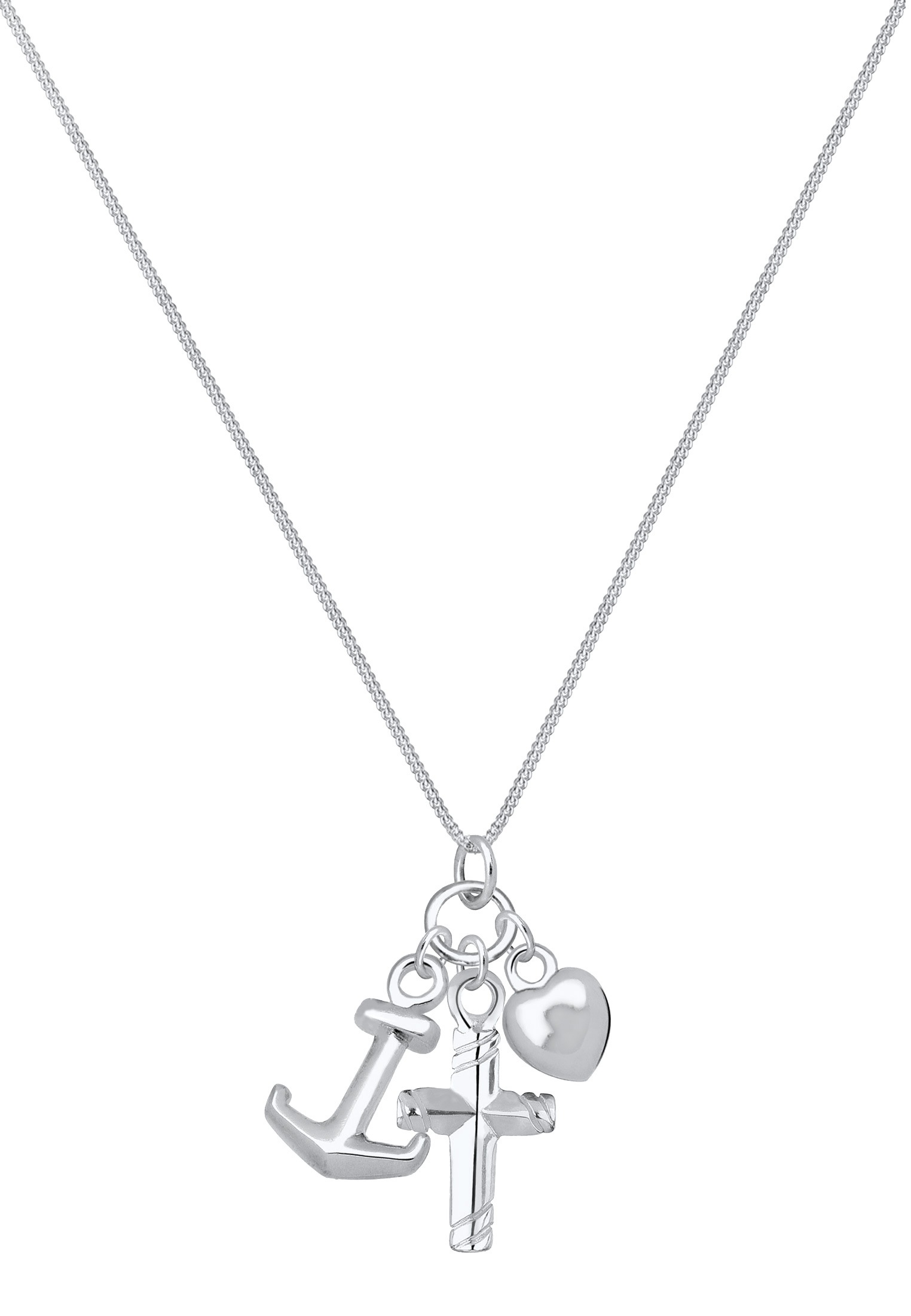 Elli Kette mit Anhänger »Halskette Kreuz Herz Anker Glaube Liebe 925 Silber«