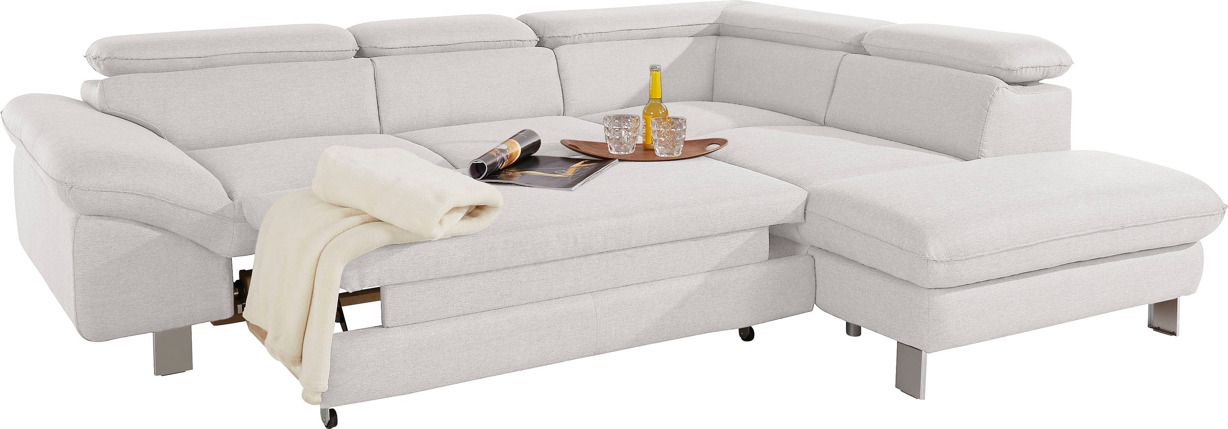 COTTA Polstergarnitur »Driver L-Form«, (Set, 2 tlg.), Set bestehend aus: Ecksofa mit Kopfteilverstellung & Hocker
