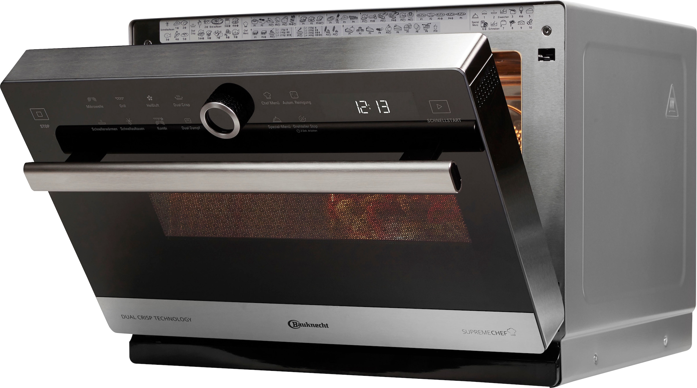 BAUKNECHT Mikrowelle "MW 3391 SX" Dampfgarfunktion  Grill und Heißluft 900 W Dampfgaren, Grill, Heißluft und Crisp für schnelle knusprige Pizza