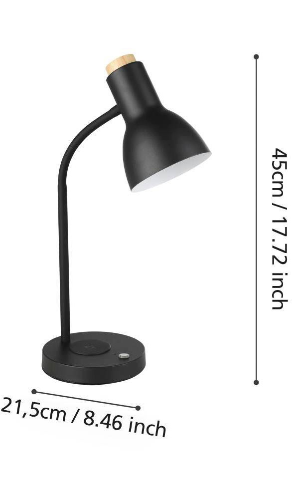 EGLO Tischleuchte »VERADAL-QI«, 1 flammig, Leuchtmittel LED-Modul | LED wechselbar, Nachttischlampe mit QI-Ladefunktion, Touch, dimmbar, Holz und Metall