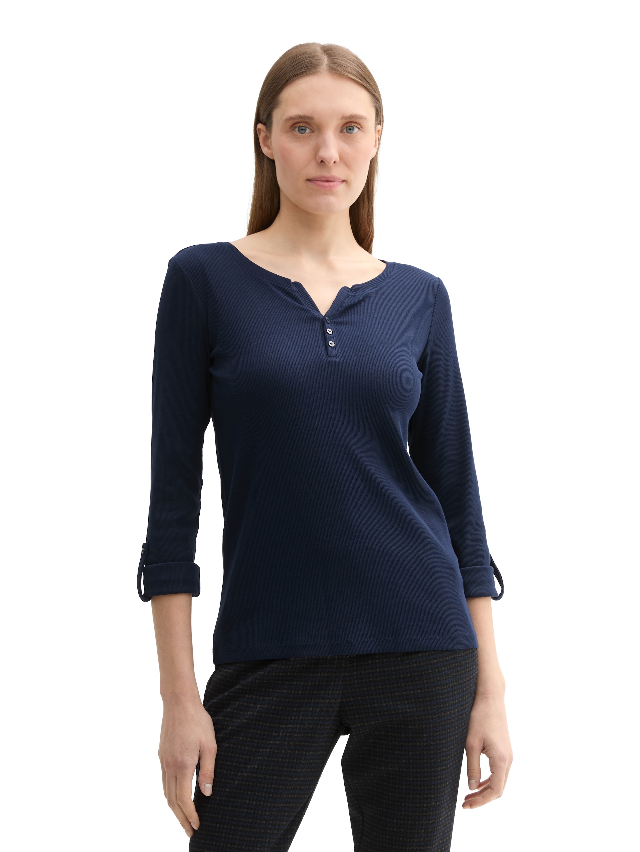 TOM TAILOR Henleyshirt, mit Turn-Up-Arm