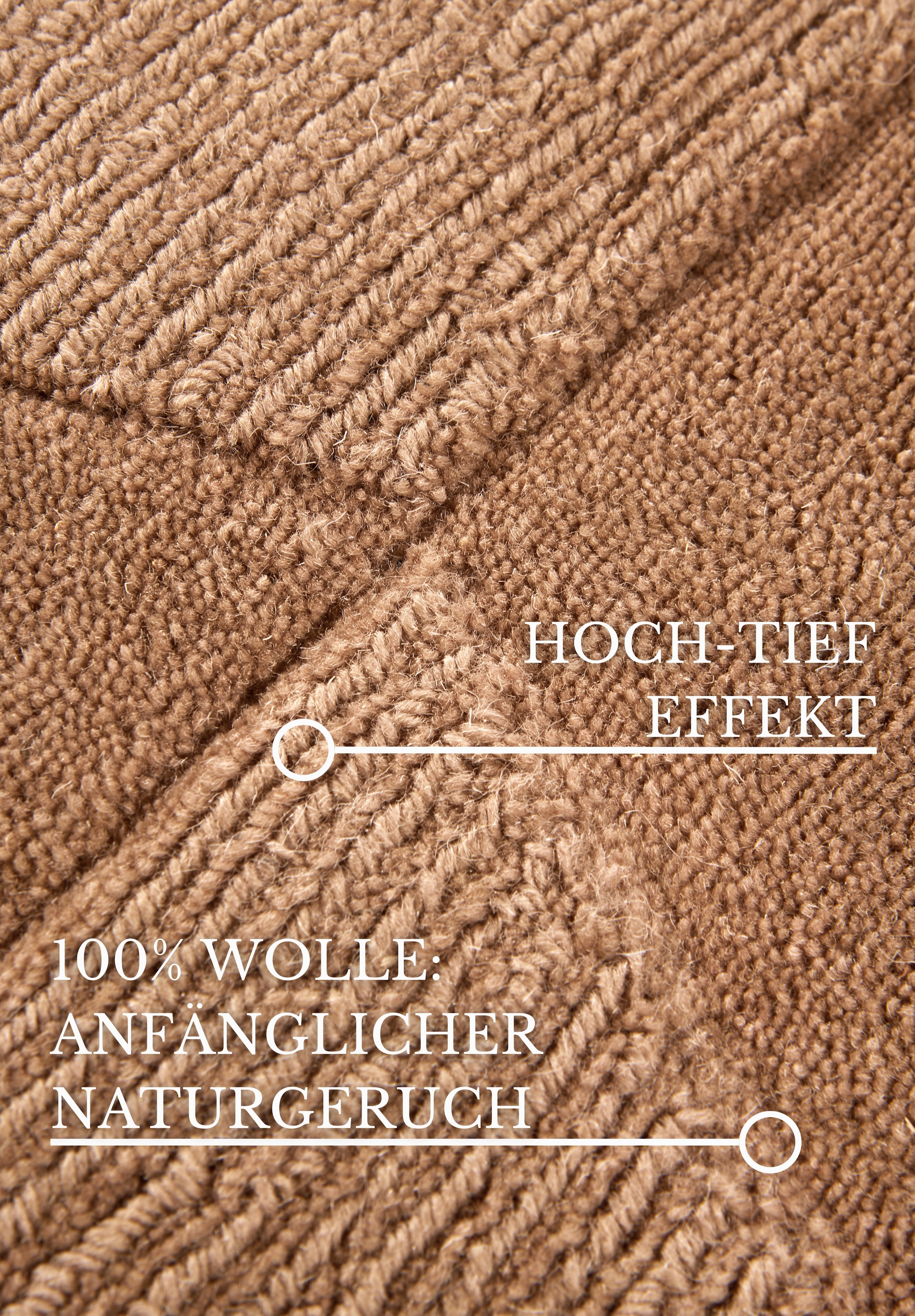 Villeroy & Boch Wollteppich »Ursule«, rechteckig, 10 mm Höhe, Läufer, handgewebt, Wolle, Natur, Wohnzimmer, Geometrie, Boho