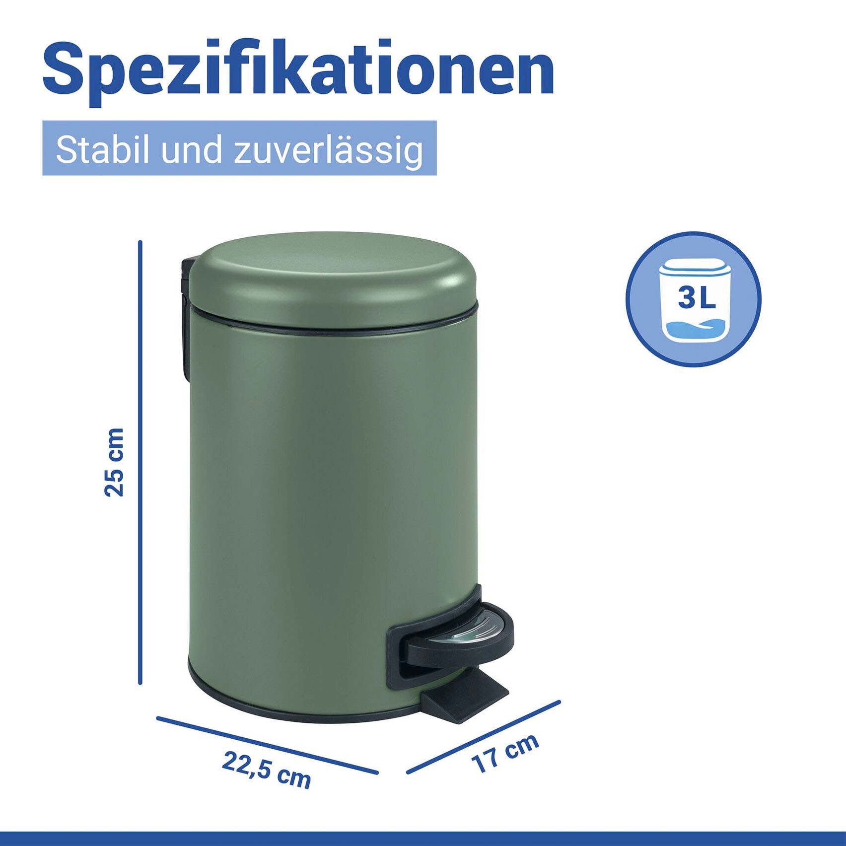 WENKO Kosmetikeimer »Leman« 3 Liter, BxTxH: 17x25x22,5 cm