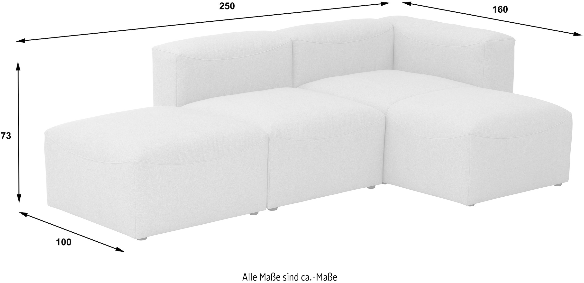 3 individuell kaufen 3 Max kombinierbar Ecksofa (Spar-Set, Sofa-Set 03 St.), Winzer® Sitz-Elementen, Rechnung »Lena«, aus auf
