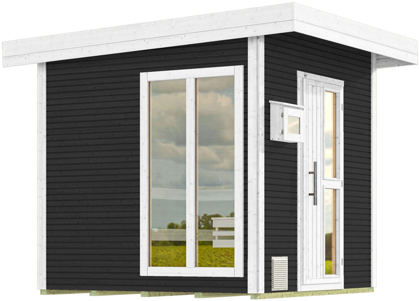 weka Saunahaus "Design-Saunahaus KUOPIO 2" Blockbohlen im wekaLine-Profil, bodentiefes Fensterelement