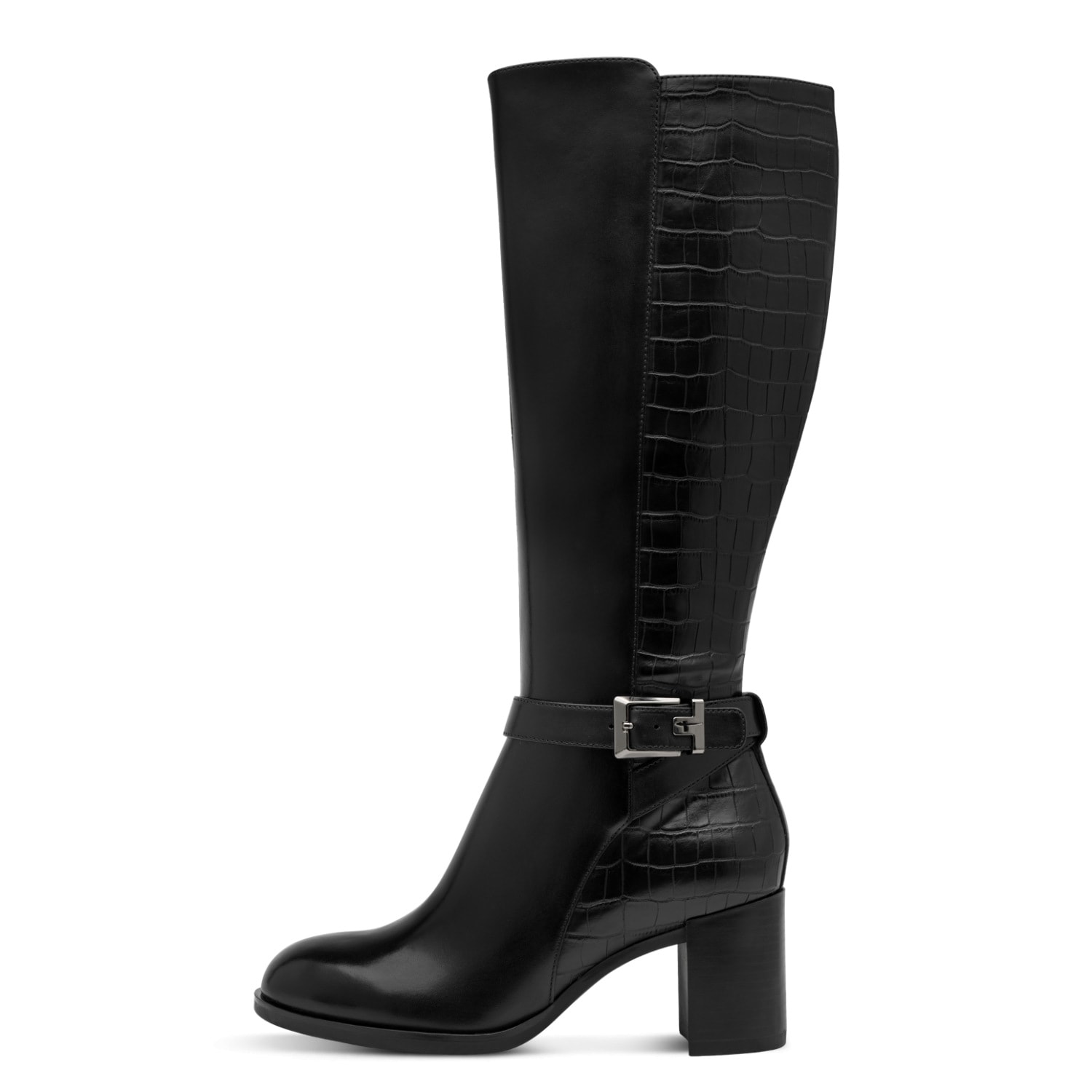 Tamaris Stiefel  Blockabsatz, Langschaftstiefel in trendiger Kroko-Optik