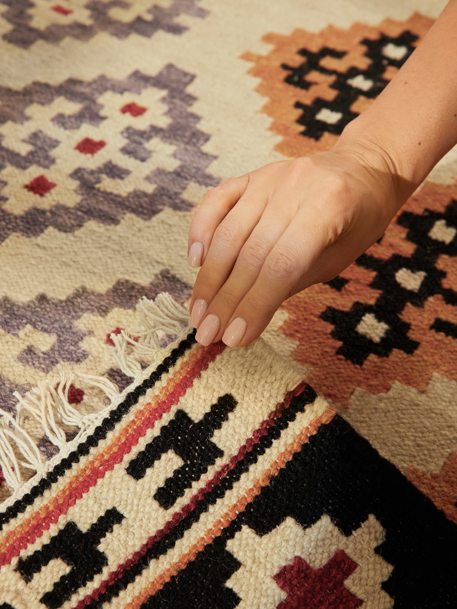 HANSE Home Teppich »Kelim Kian«, rechteckig, 3 mm Höhe, Wolle, Baumwolle, Natur, Handgewebt, orientalisch, Boho, traditionell