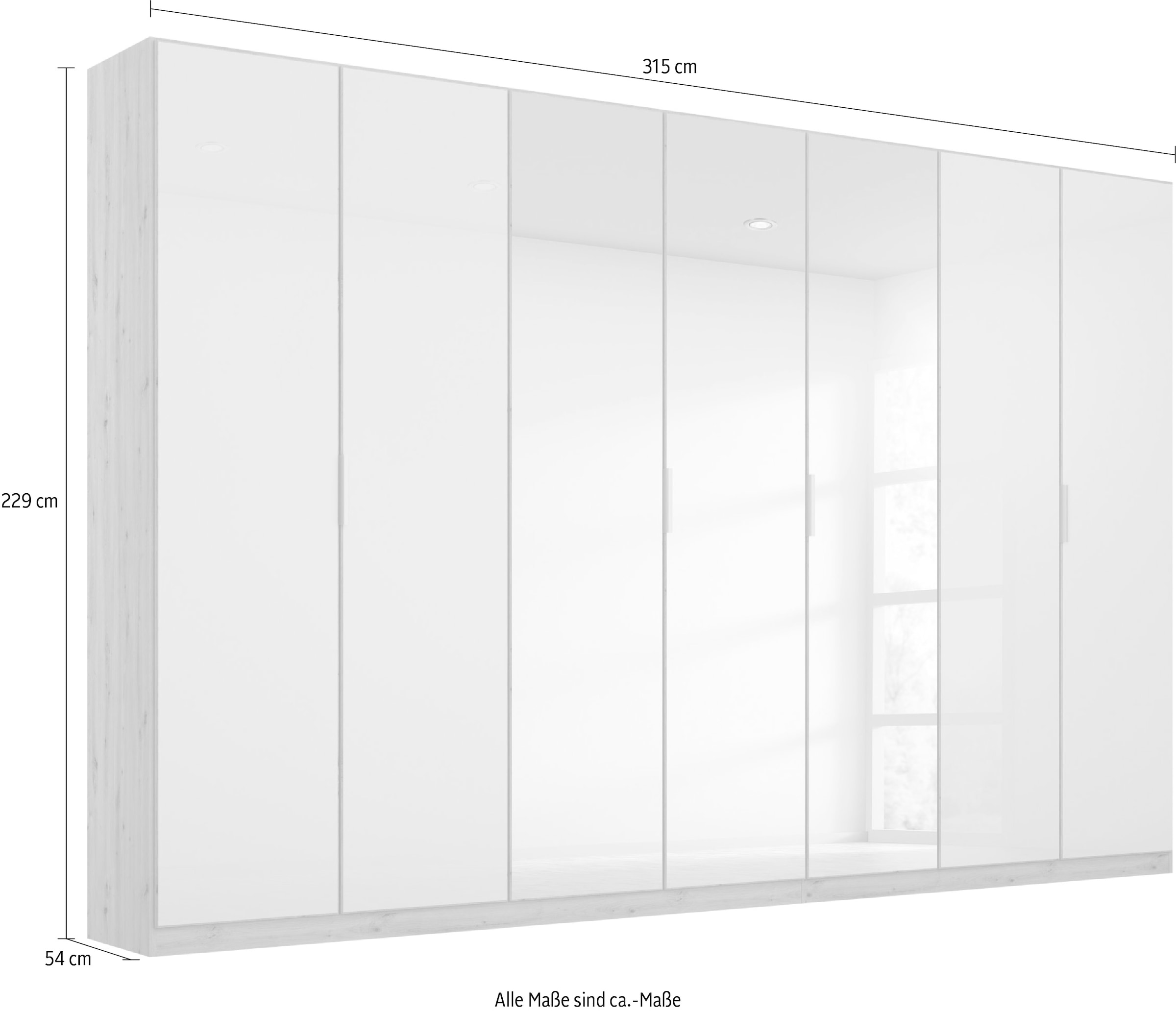 UNIVERSAL mit Spiegel, online inkl. extra »Koluna«, sowie Glasfront bestellen | Drehtürenschrank 2 Innenschubladen rauch Böden