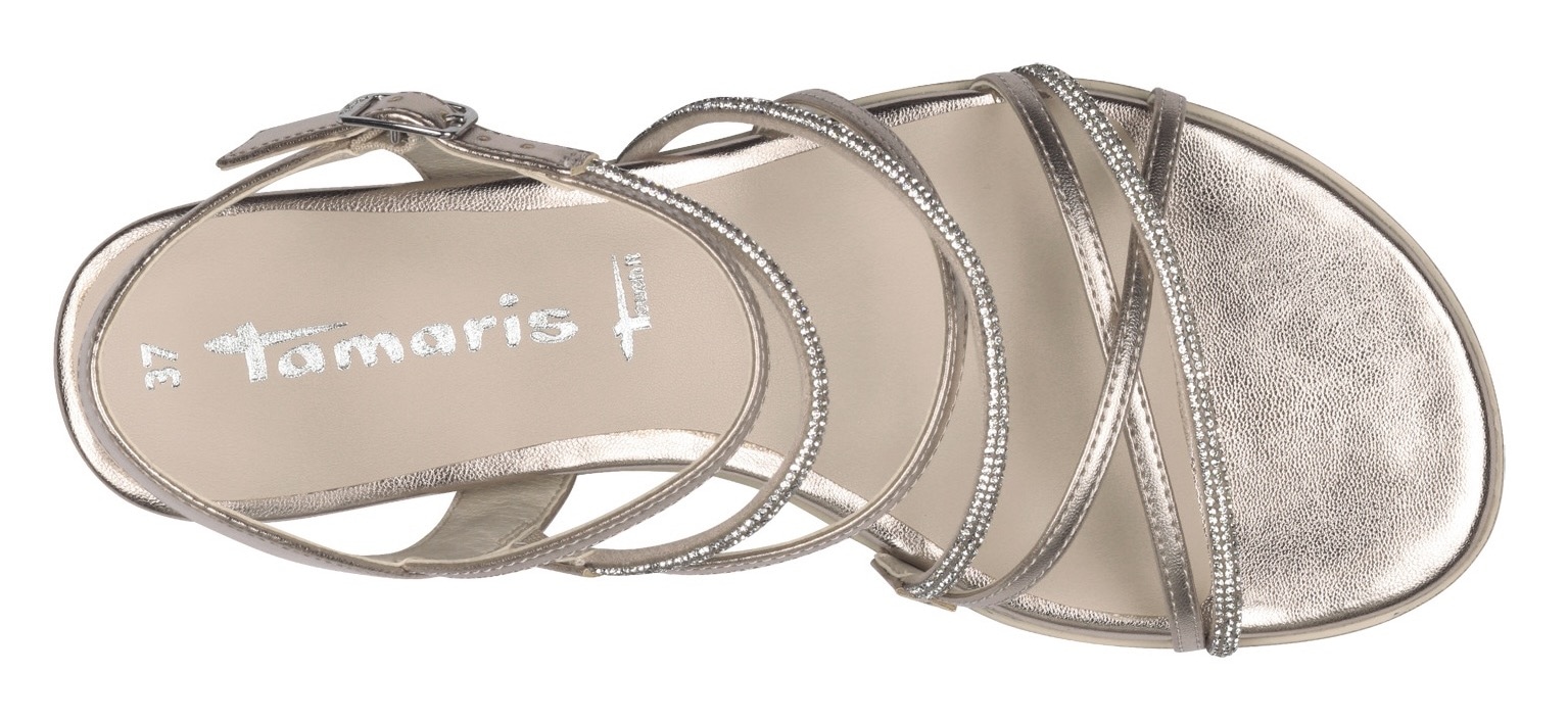 Tamaris Keilsandalette  , Riemchensandale, Sommerschuh mit glitzernden Strasssteinchen