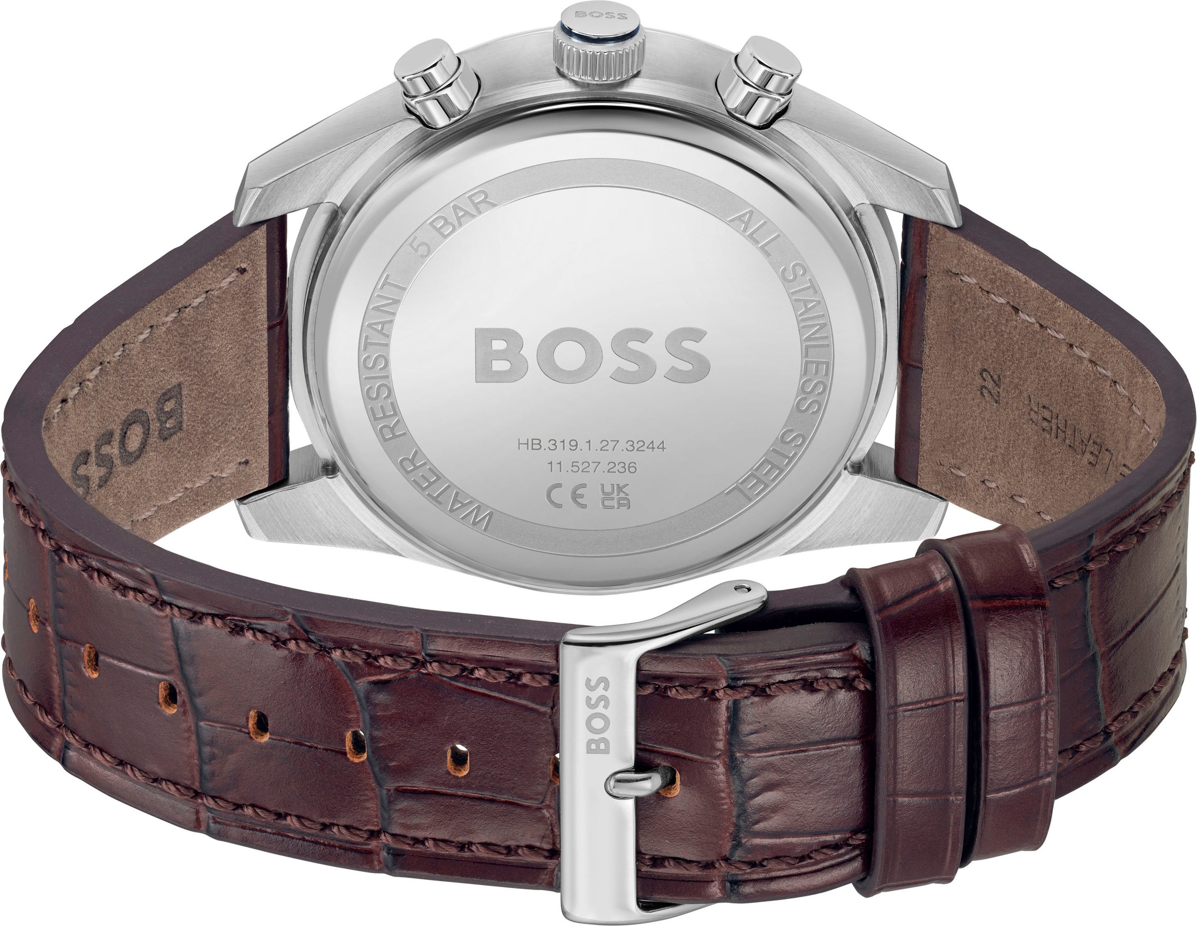 BOSS Chronograph »SKYTRAVELLER«, Quarzuhr, Armbanduhr, Herrenuhr, Lederarmband, analog, Tag