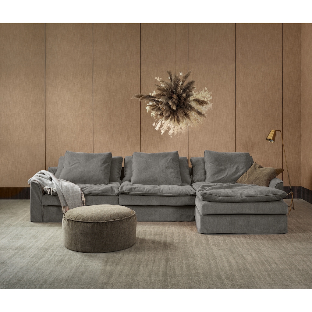 furninova Big-Sofa »Sake«, mit 6 Kissen, abnehmbarer und waschbarer Hussenbezug, Kissen mit Federn gefüllt, Memoryschaum, im skandinavischen Design