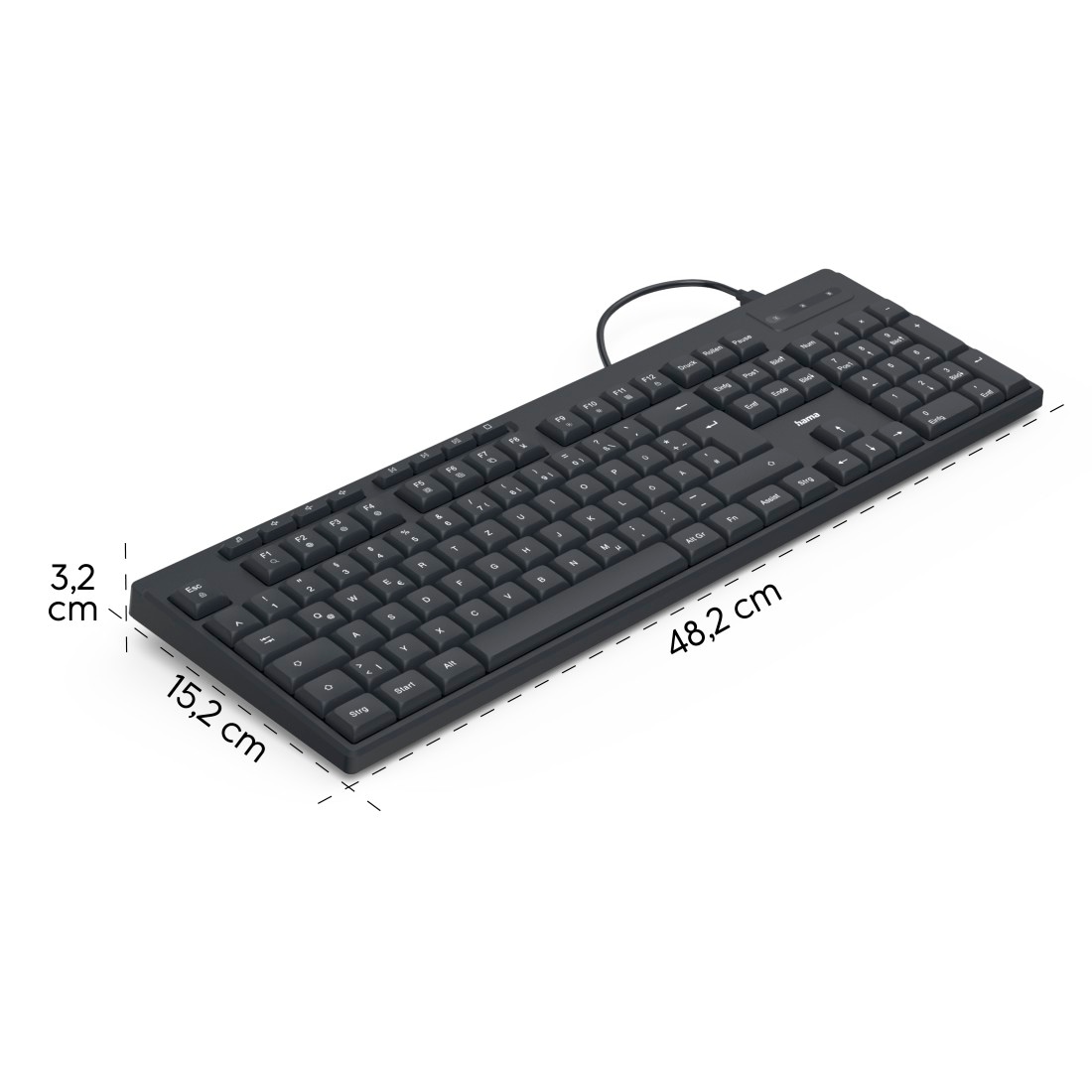 Hama Tastatur »Tastatur CK-200 (kabelgebunden, QWERTZ, Media-Tasten)« (ausklappbare Füße)