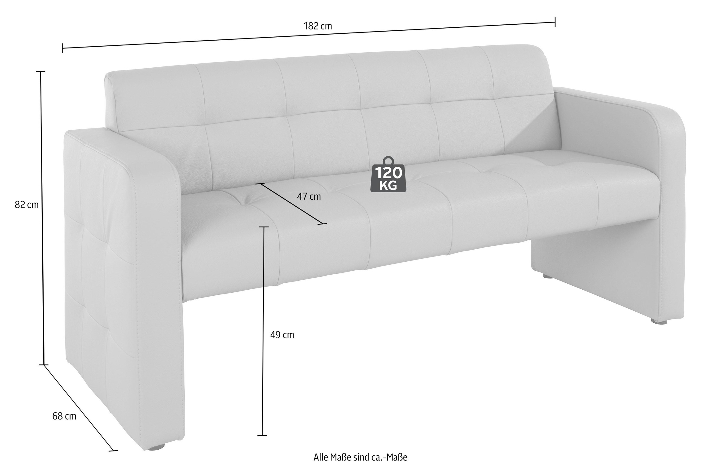 exxpo - sofa fashion Polsterbank »Barista Küchensofa mit Komfortsitzhöhe 49cm«, tolle Detailverarbeitung, frei im Raum stellbar