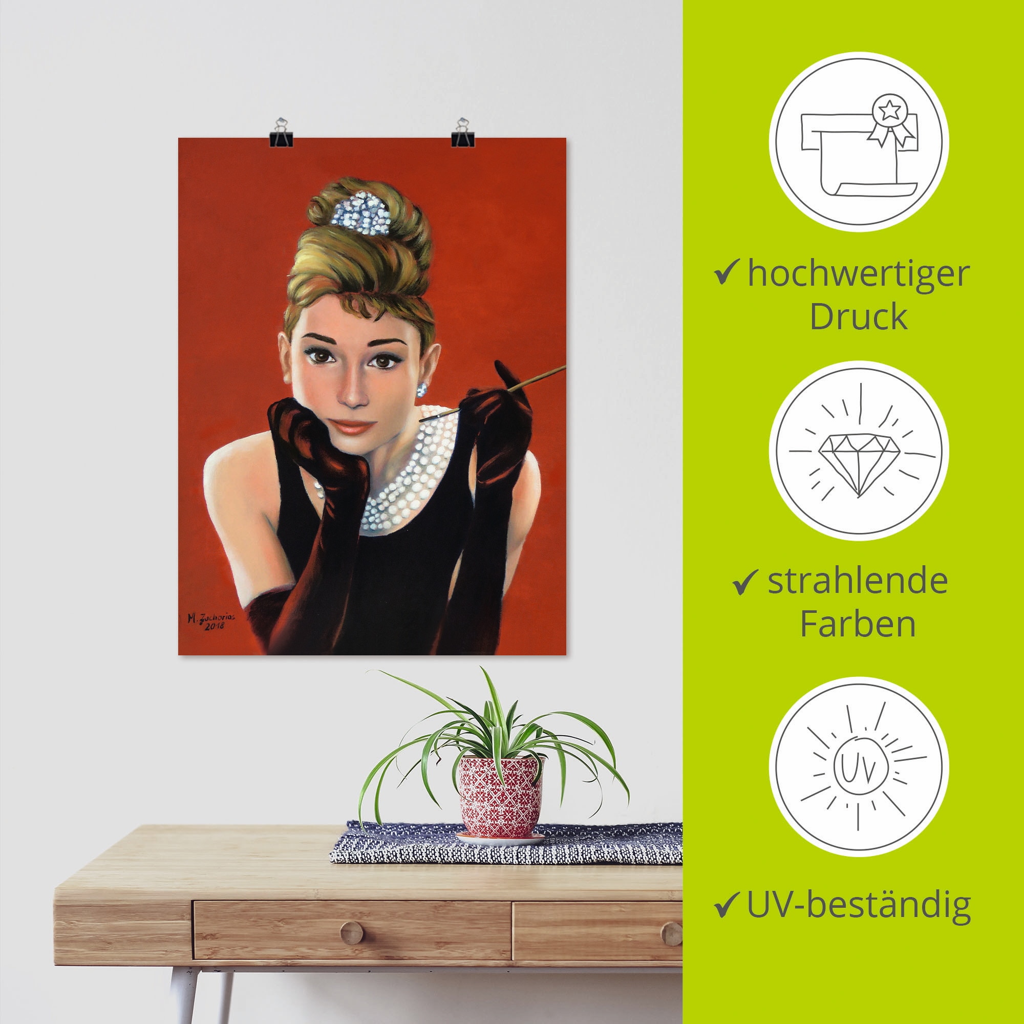 Artland Poster »Audrey Hepburn Porträt« Stars 1 Stk. tlg. ohne Rahmen