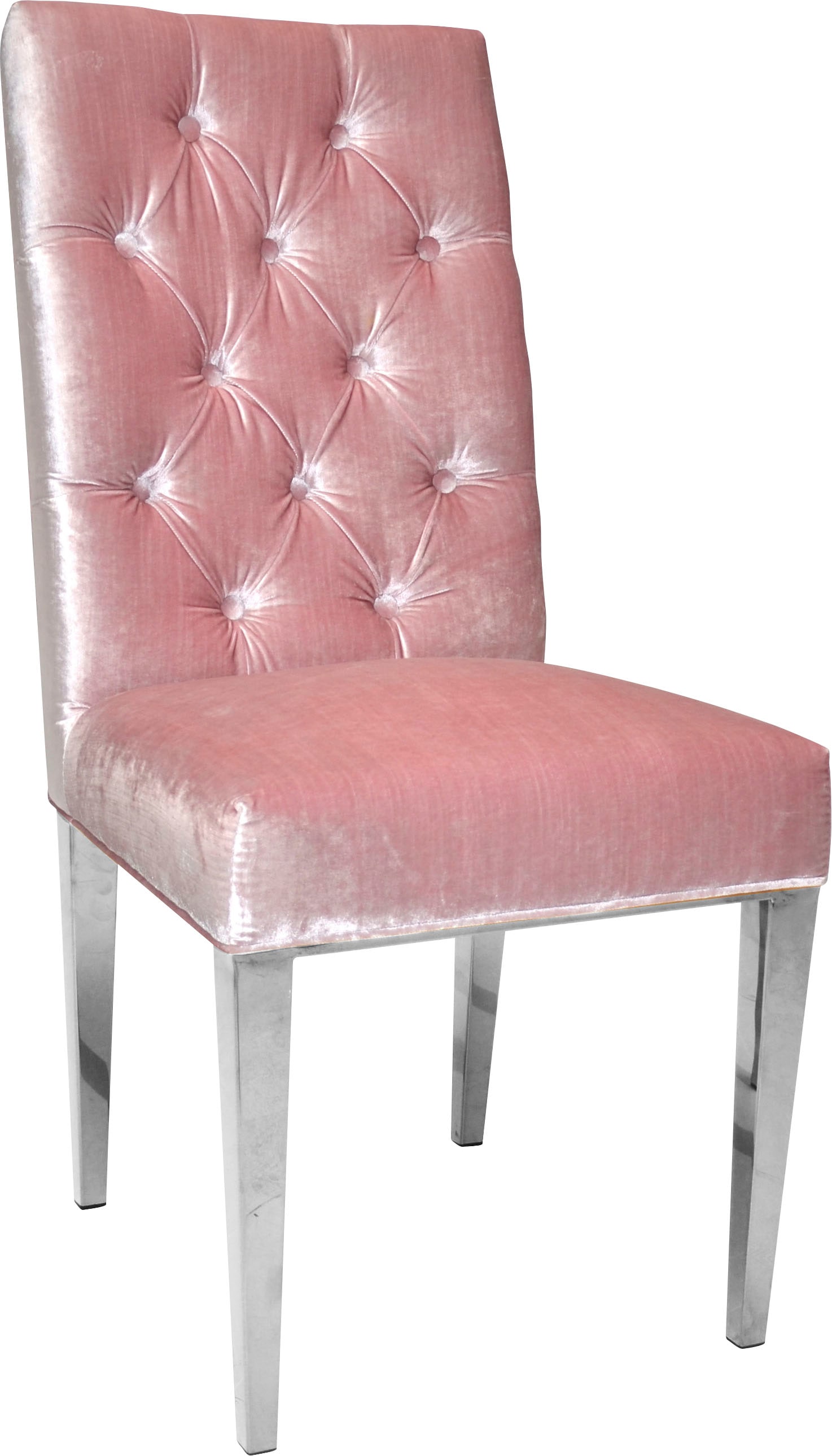Leonique Samtvelours, Polsterstuhl am und 1 kaufen »Pinky«, Stuhl (Set), Metallfüßen, St., Raten silberfarbenen auf Knopfheftung Rücken