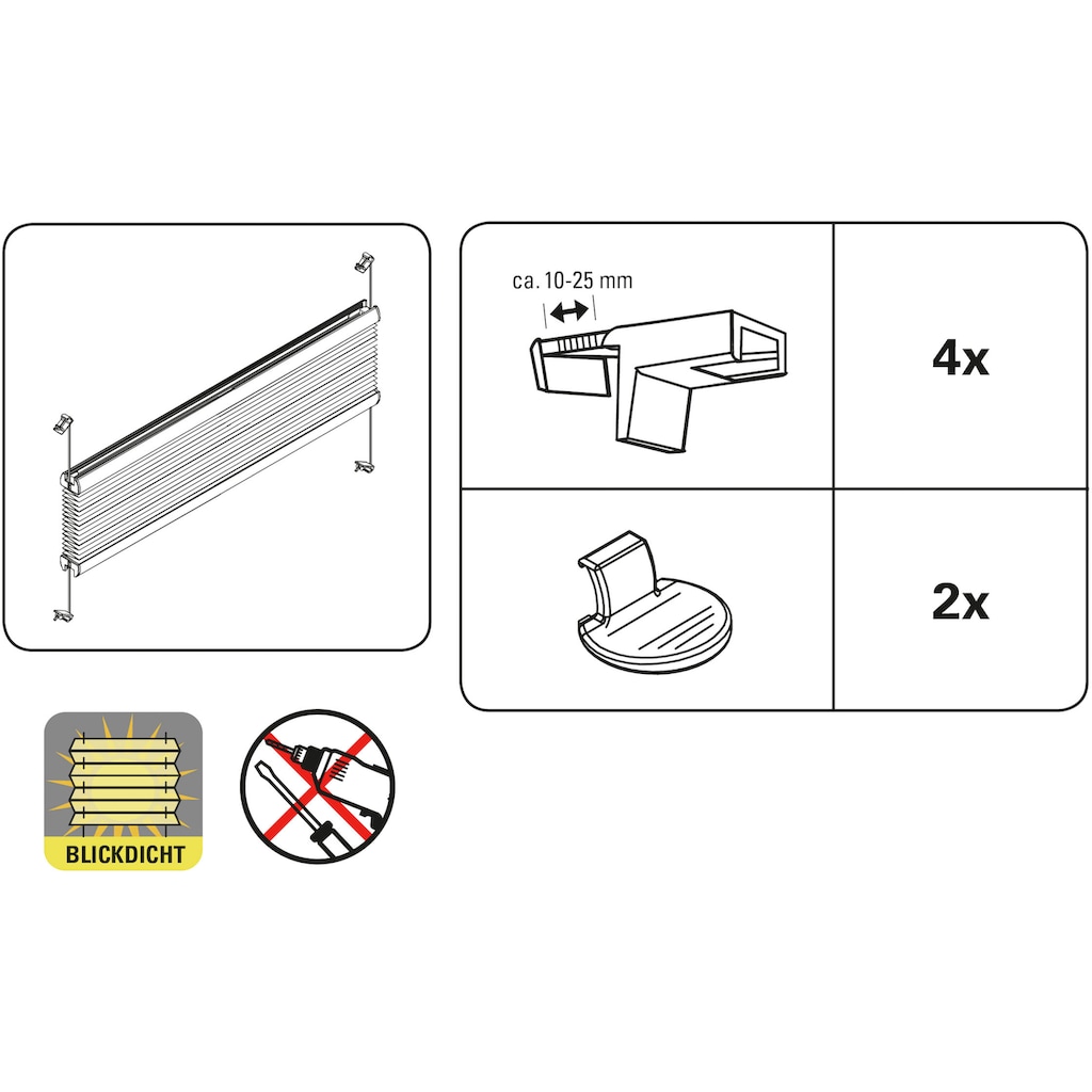 GARDINIA Plissee »EASYFIX Plissee Entry mit 2 Bedienschienen«, Lichtschutz, ohne Bohren, verspannt