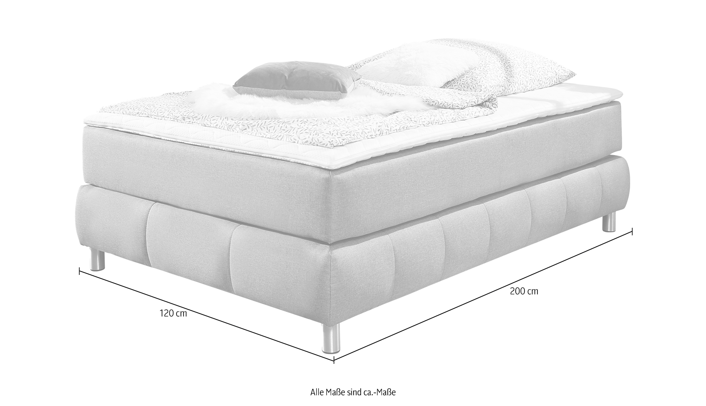 andas Boxspringbett »Salo«, Ohne Kopfteil, inkl. Topper, auch in Überlänge 220 cm