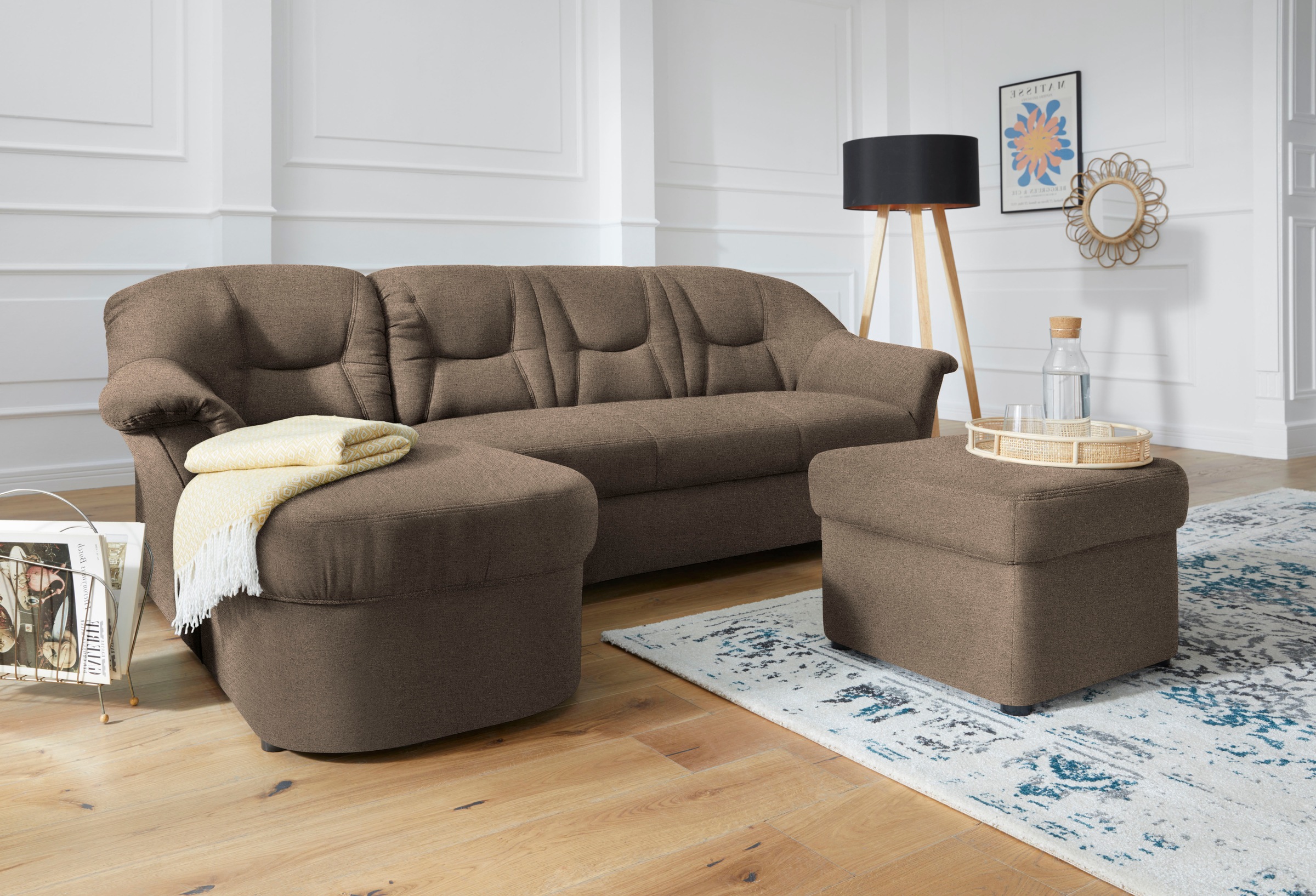 DOMO collection Ecksofa »Sarafina zeitlos und komfortabel, optional mit Federkern, L-Form«, wahlweise mit Bettfunktion