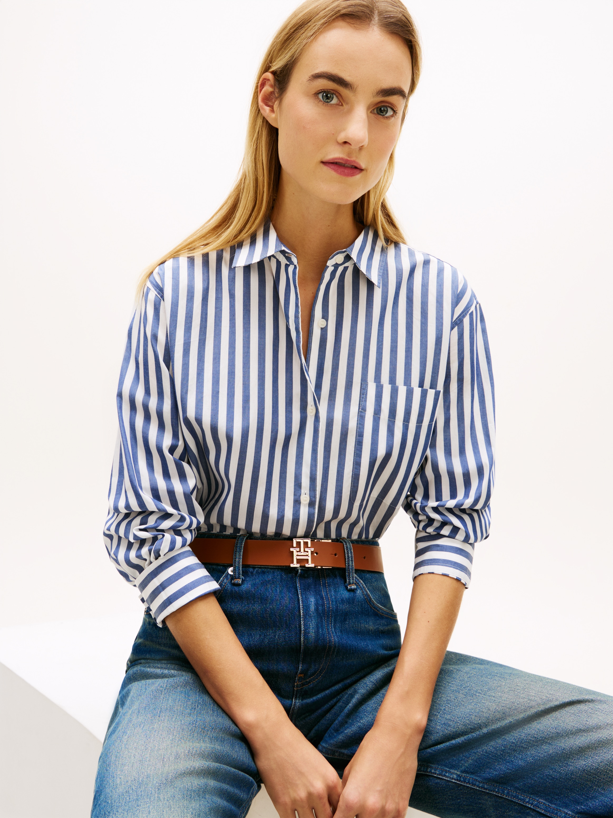 Tommy Hilfiger Langarmbluse »ESS POPLIN EASY FIT SHIRT« Baumwolle
