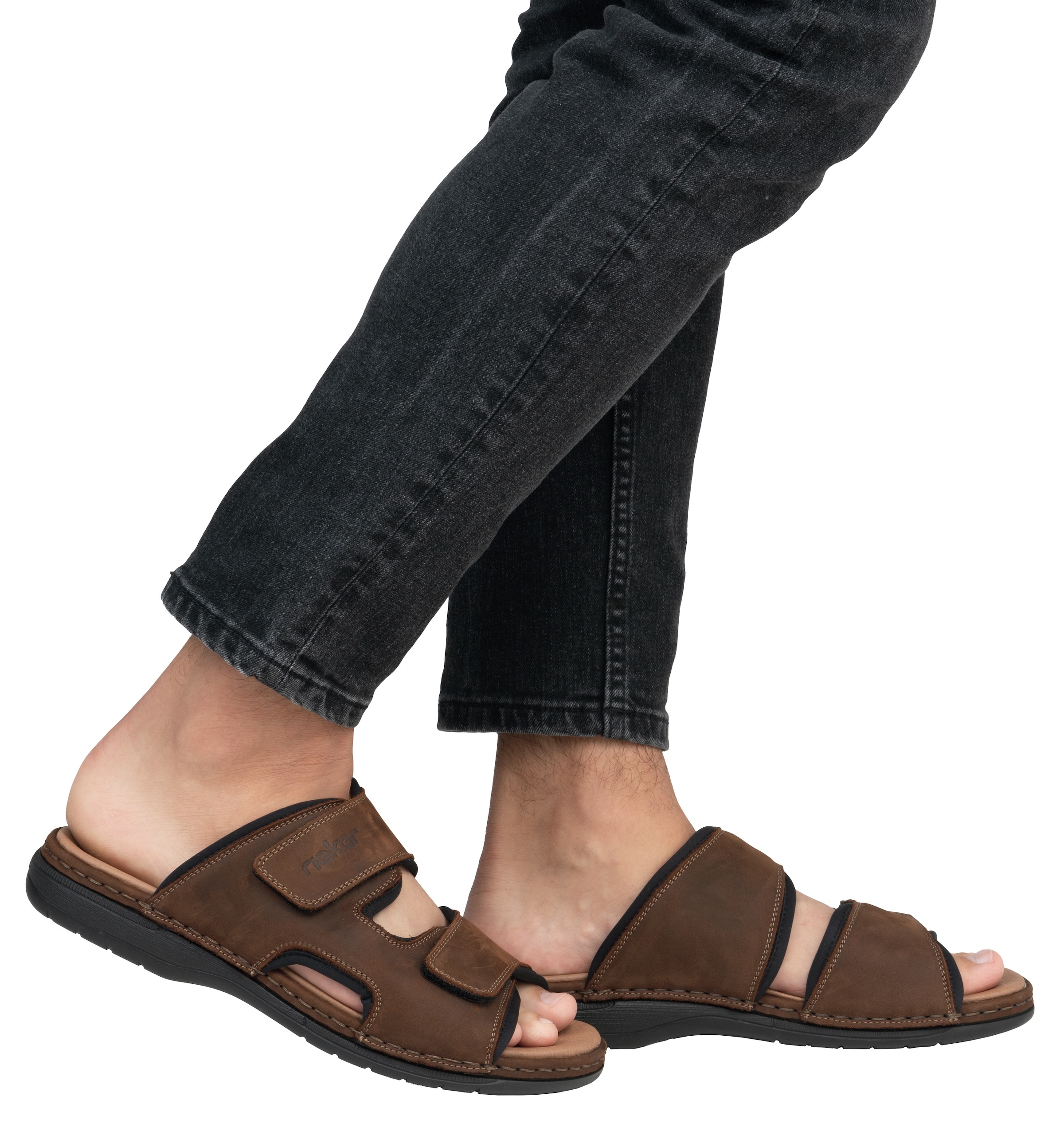 Rieker Pantolette  Hausschuh, Sommerschuh, Urlaubschuh mit dezentem Logoschriftzug