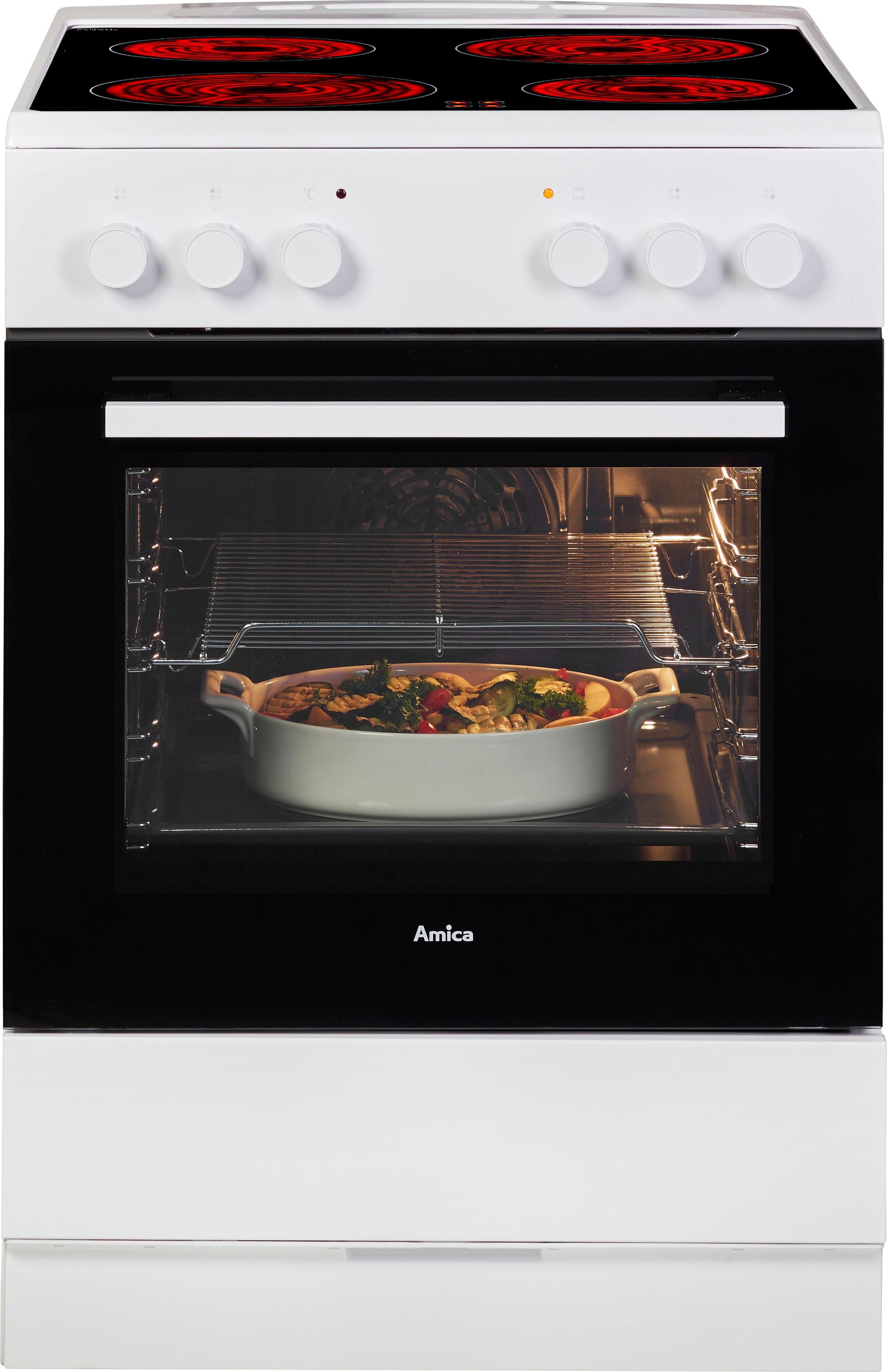 Amica Elektro-Standherd »SHC 913 011 W«, mit Teleskopauszug nachrüstbar, Steam Clean