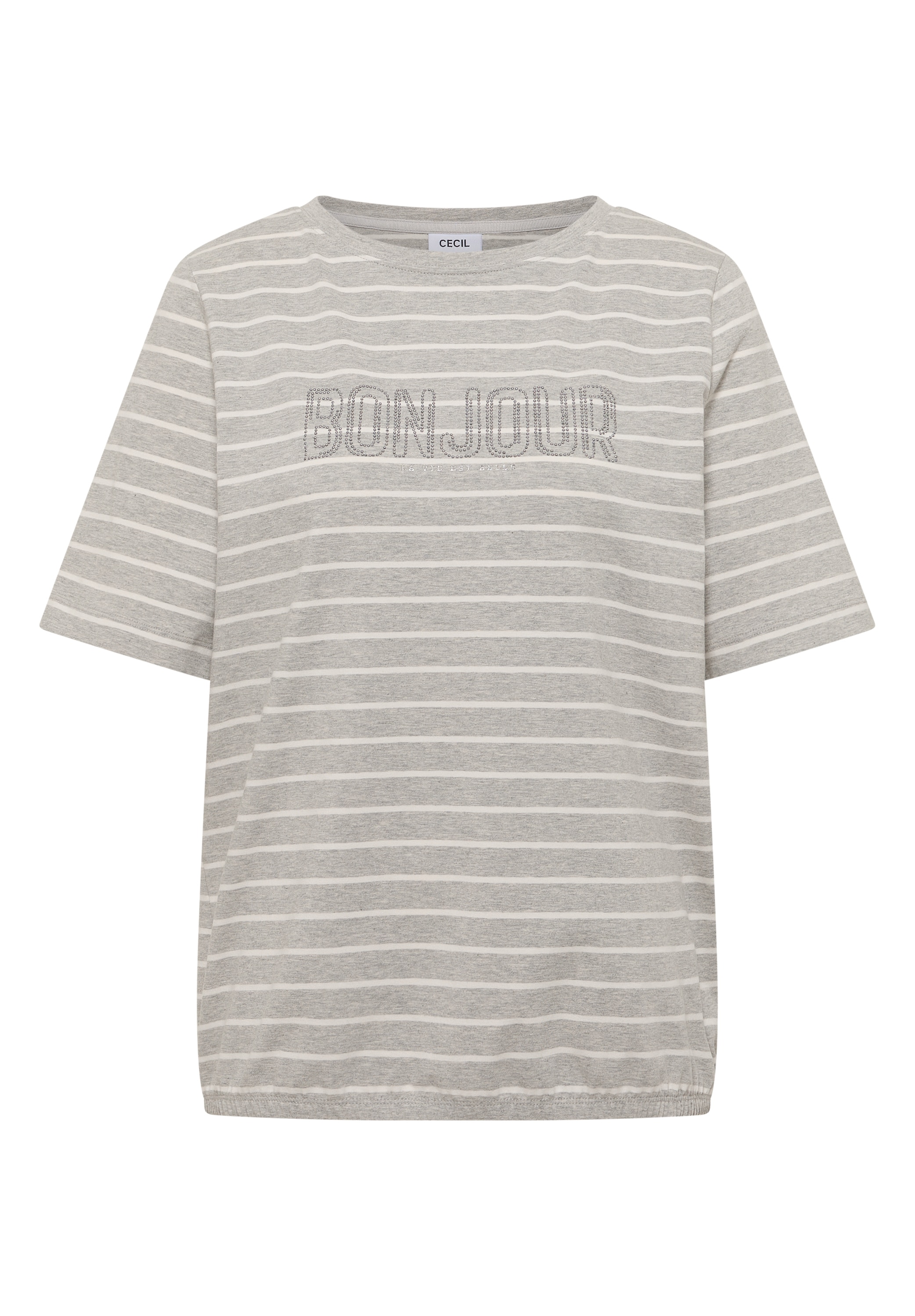 Cecil Kurzarmshirt Sommershirt mit Streifen und Wording