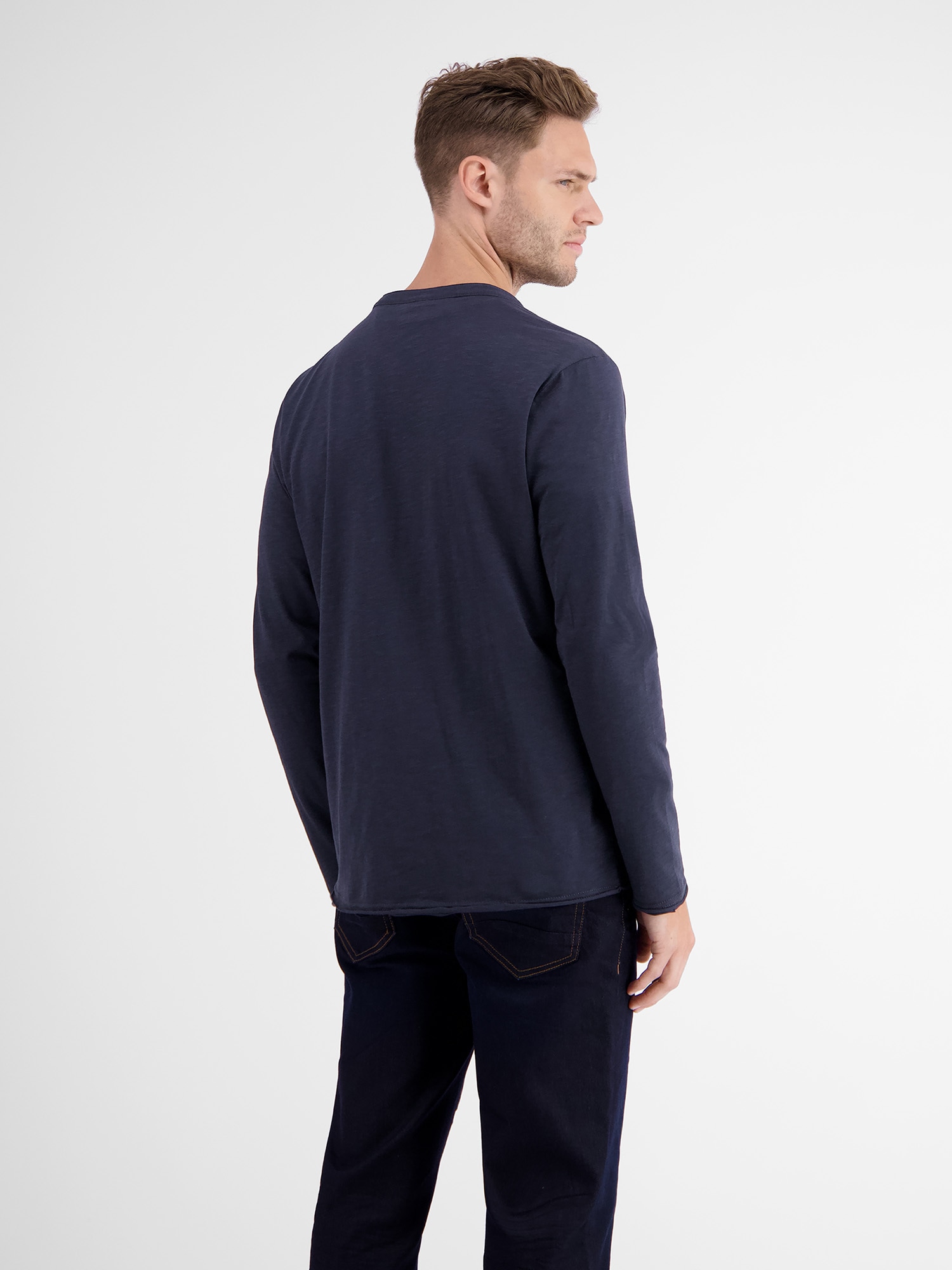 LERROS Langarmshirt »LERROS Slub-Jersey Serafino, Longsleeve«