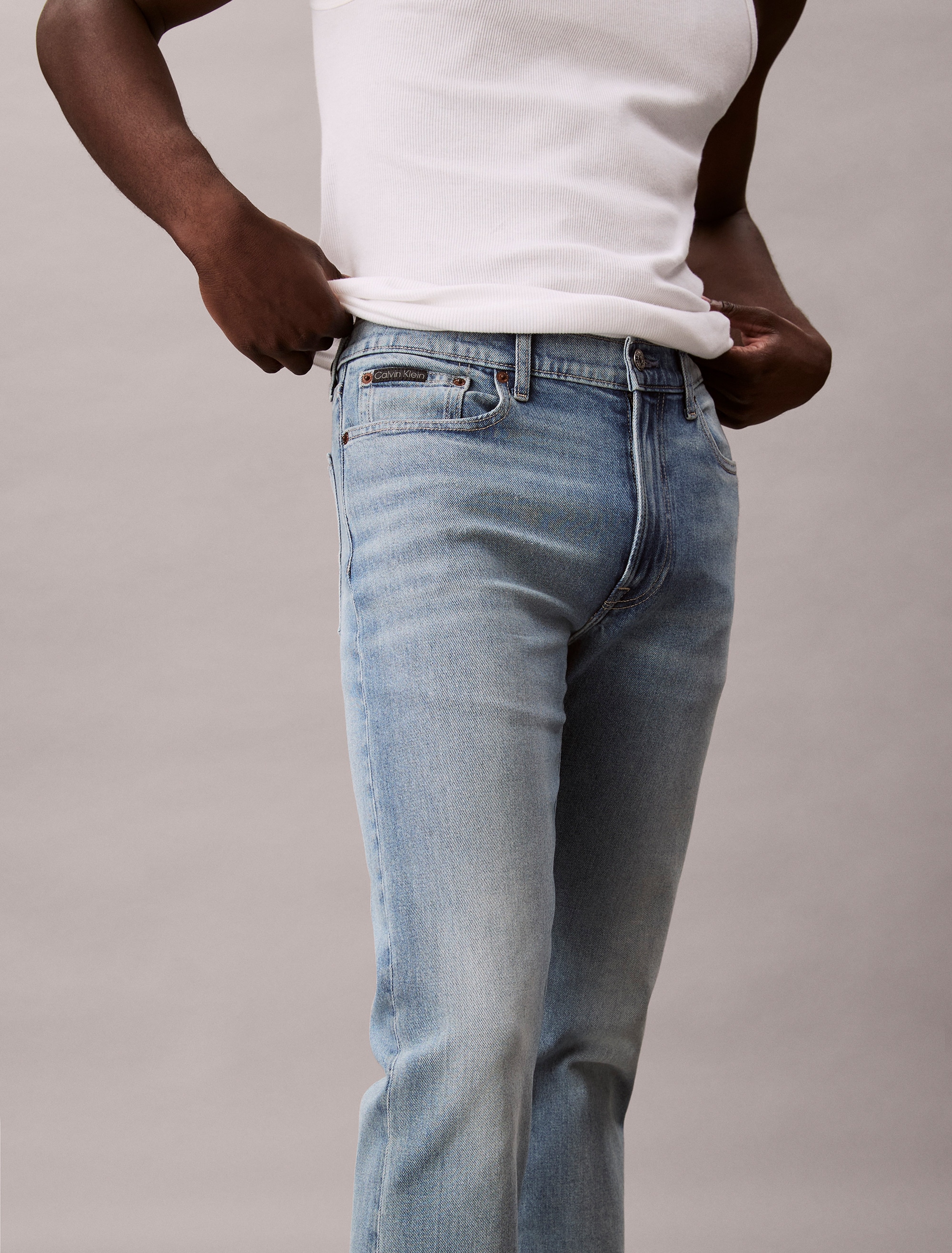 Calvin Klein Slim-fit-Jeans used washed, Slim Straight Fit, Logopatch am Bund