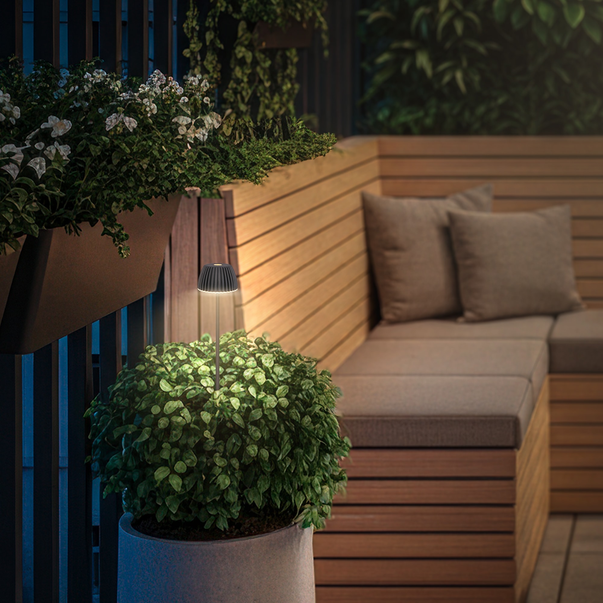 Briloner Leuchten LED Außen-Tischleuchte »RIFFLE« LED-Modul 1 Stk. Warmweiß 6x78,5 cm, 2er-Set, Akku tauschbar, Outdoor, Balkon, Terrasse