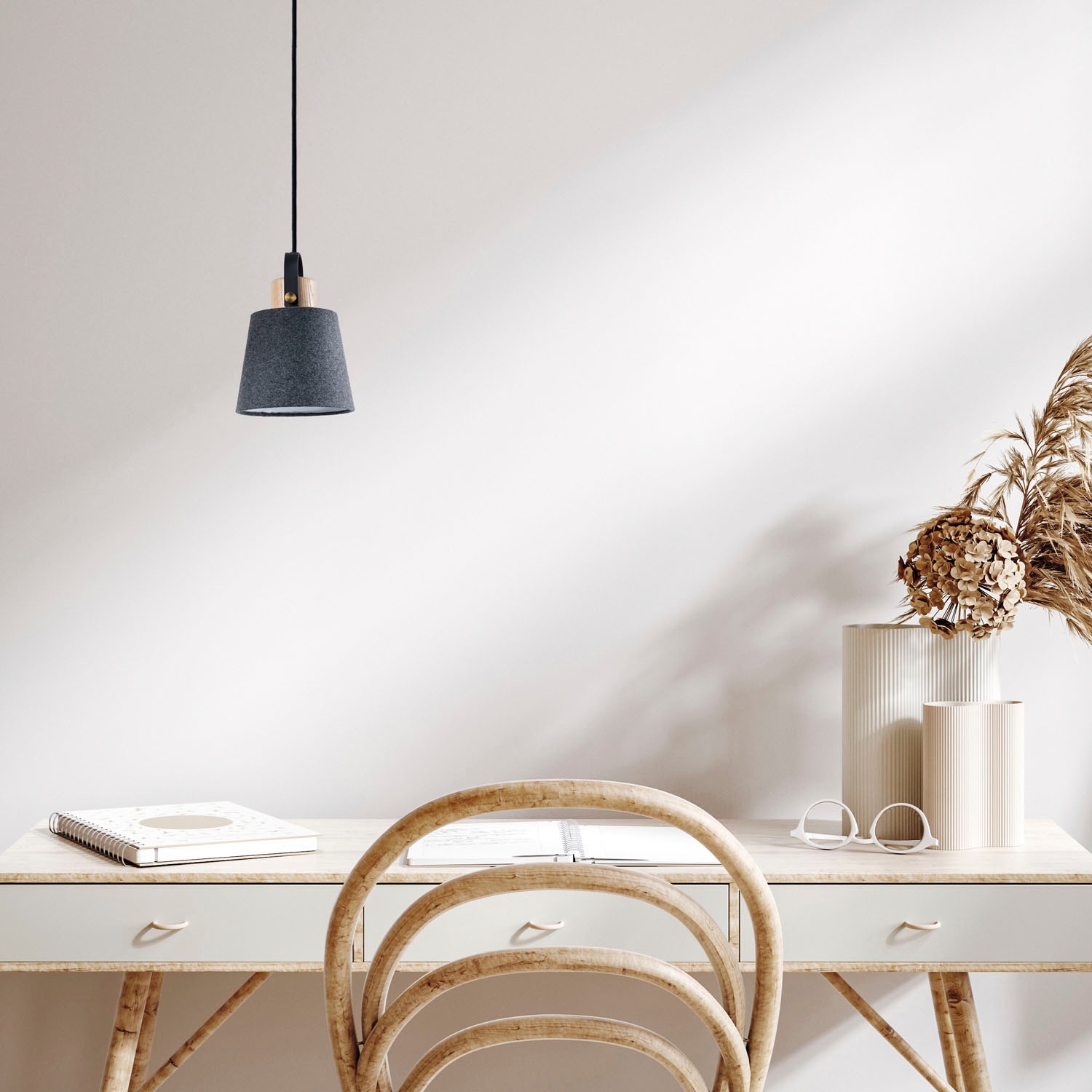 Paco Home Pendelleuchte »MARTA«, Leuchtmittel E27 | ohne Leuchtmittel, Wohnzimmer Esszimmer Industrial Design E27 Stoffschirm 1,5m Kabel