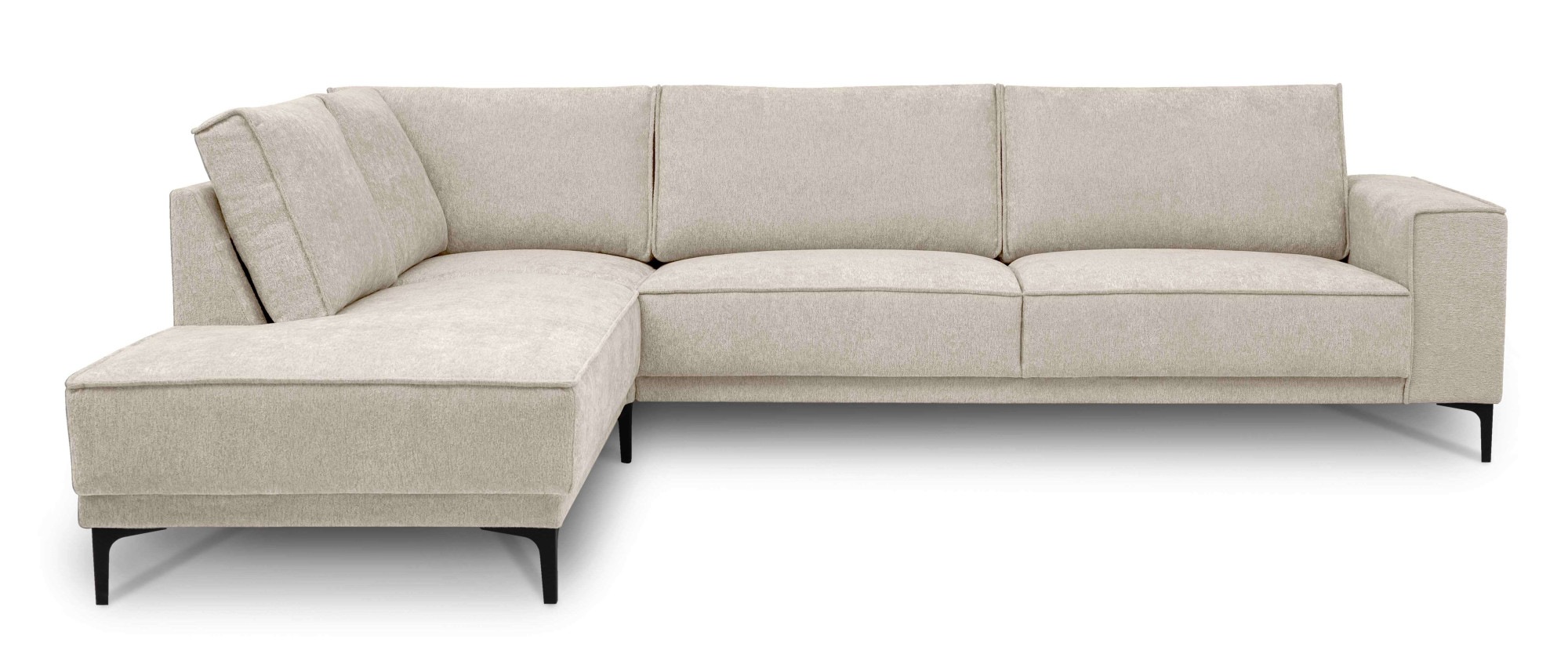 Places of Style Ecksofa »Polsterecke Oland, Struktur, Flachgewebe, Luxus-Microfaser, Boucle«, L-Form, 289 cm, Wellenunterfederung, Skandi-Design, Metallfüße
