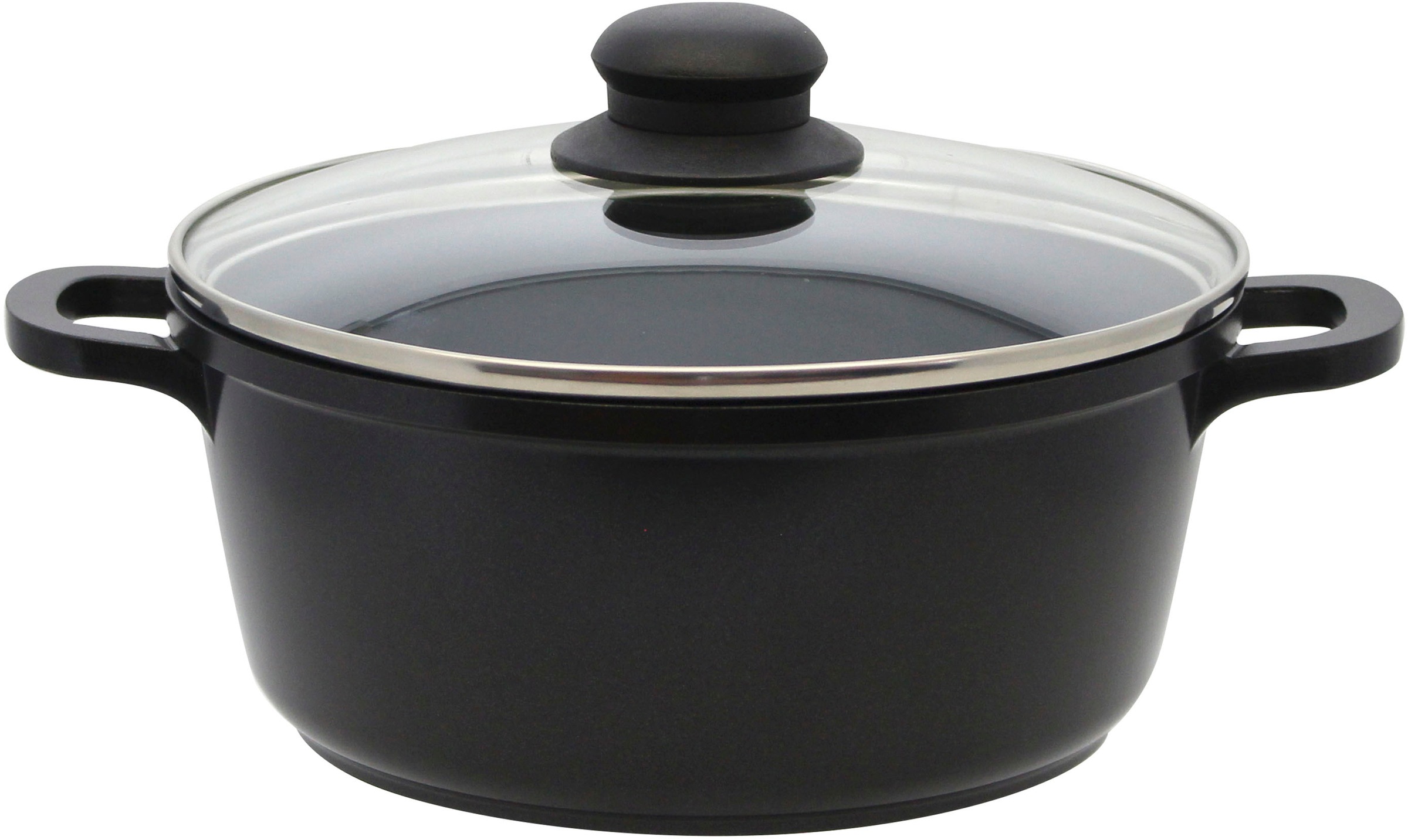 Elo Basic Topf-Set »Black Cast«, Aluminiumguss, (Set, 7 tlg., 3 Töpfe mit Deckel, 1 Stielkasserolle), mit hochwertiger Antihaftversiegelung, Induktion