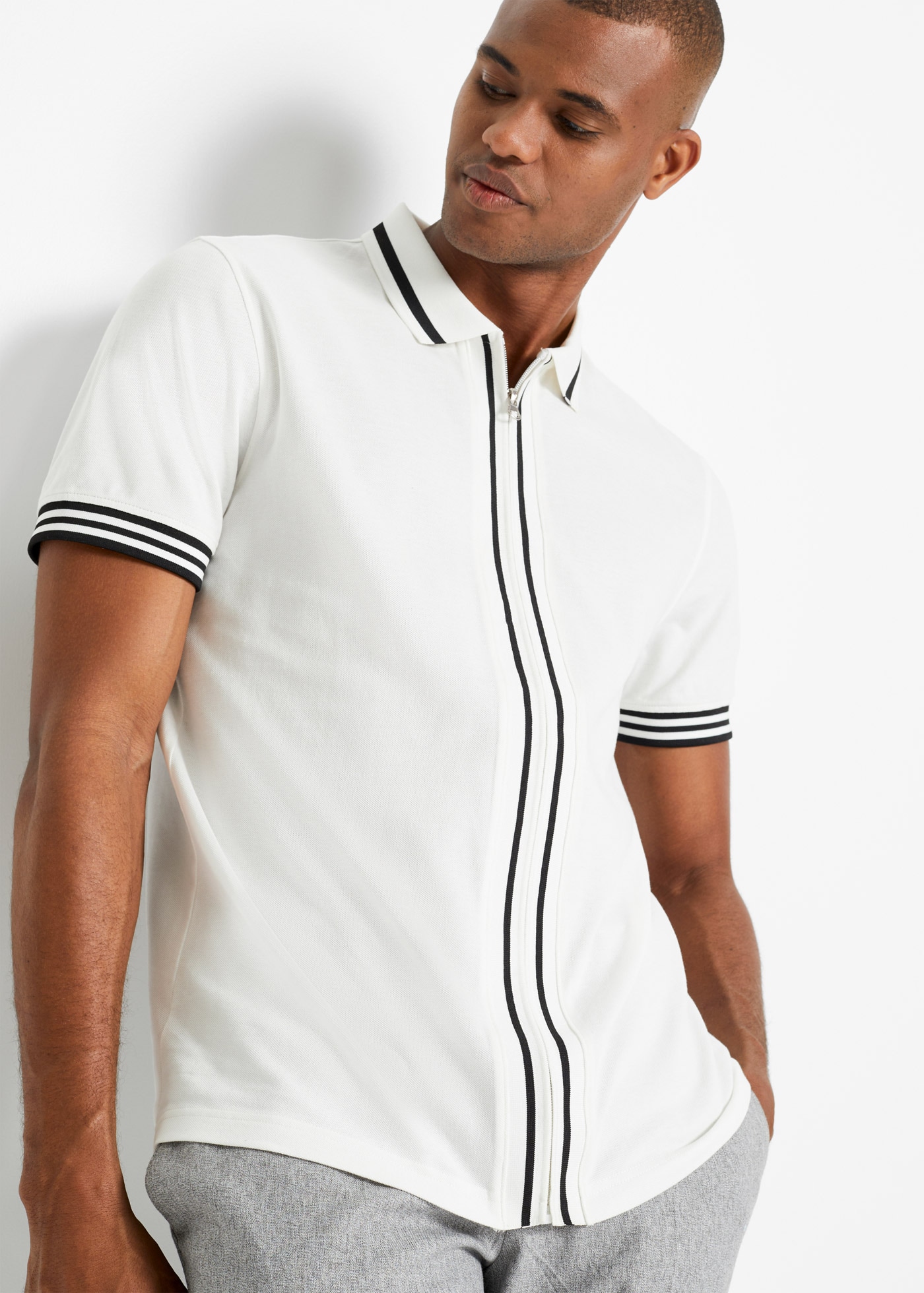 bonprix Poloshirt Kurzarm, mit Reißverschluss, aus reiner Baumwolle