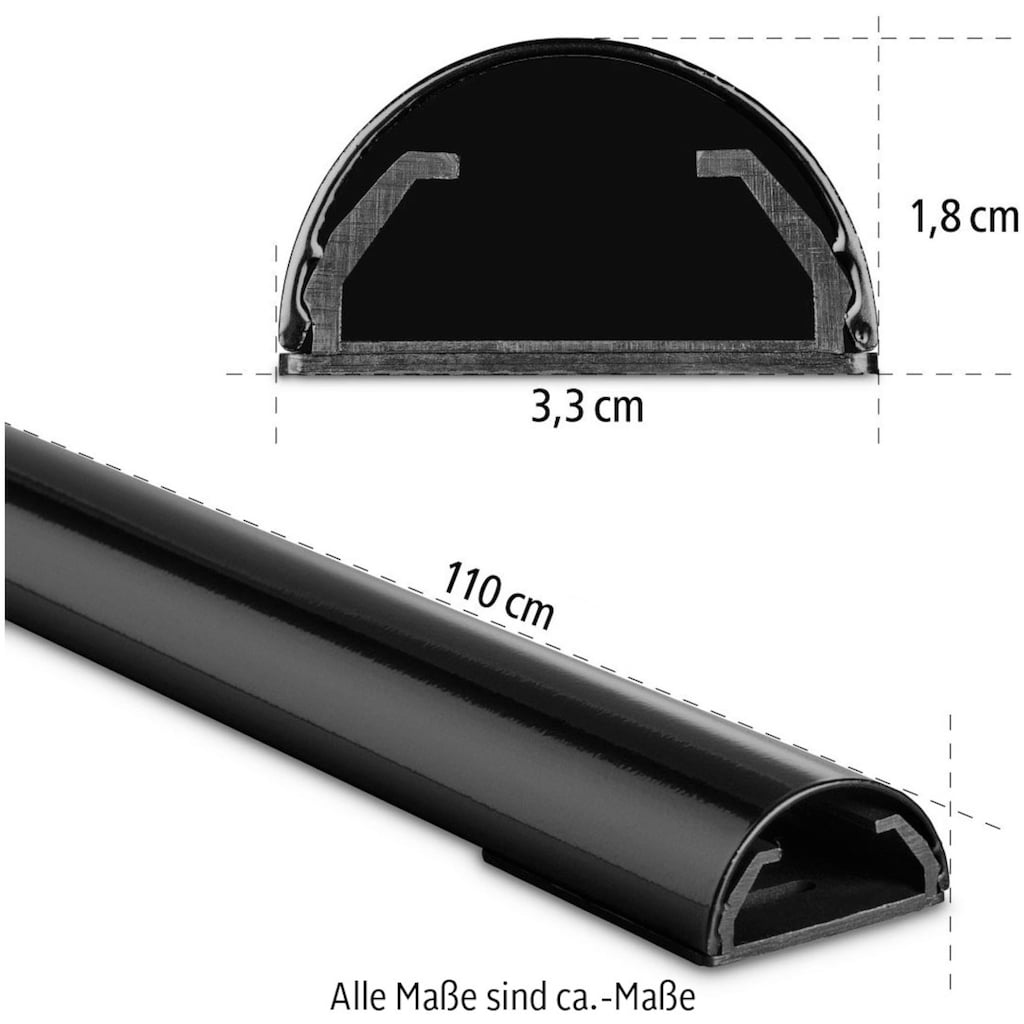 Hama Kabelkanal »Alu-Kabelkanal, halbrund, 110/3,3/1,8 cm, Schwarz«, (1 St.)