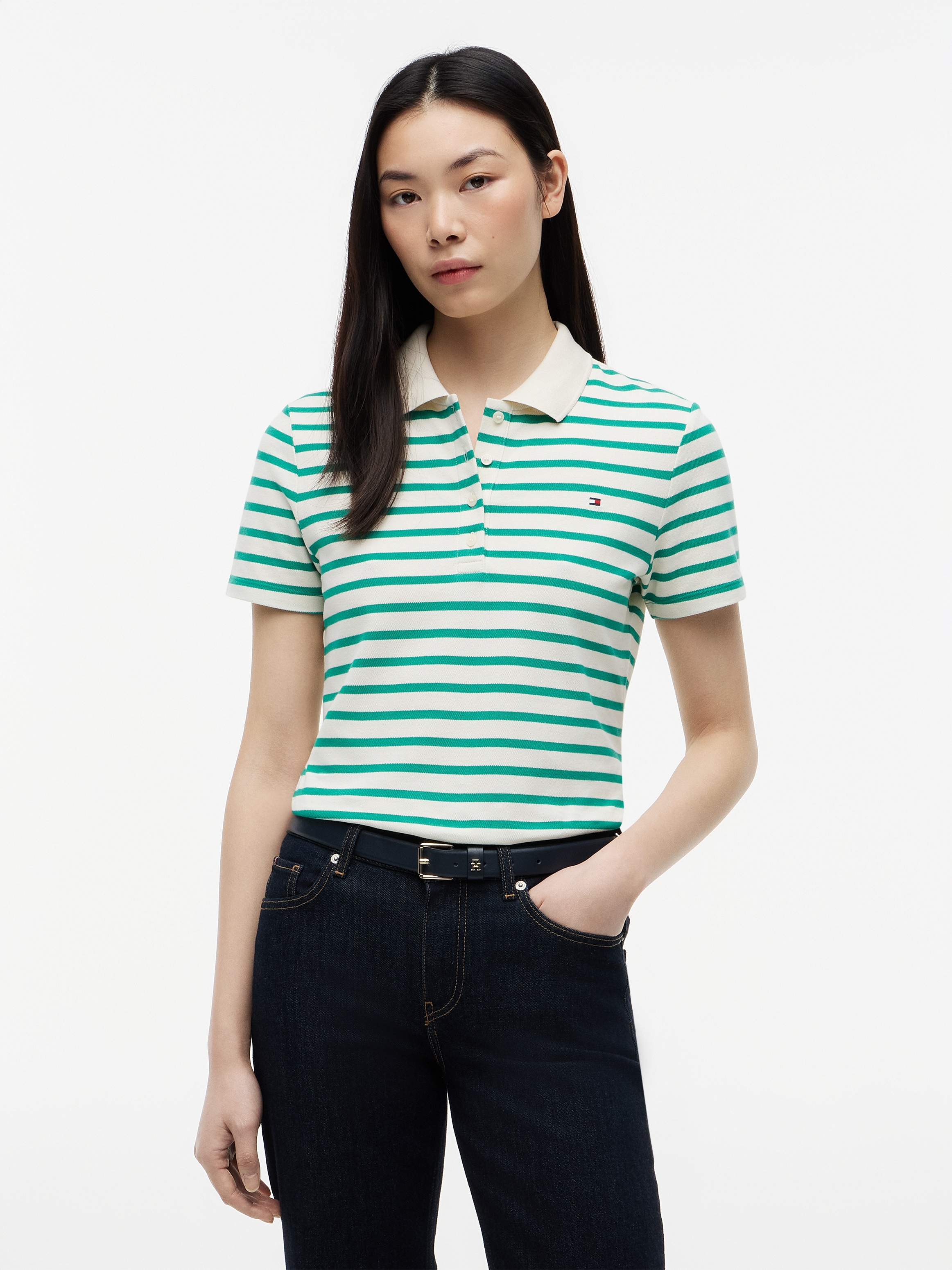 Tommy Hilfiger Poloshirt »1985 Slim Fit Pique Premium« mit Logostickerei, Seitenschlitze