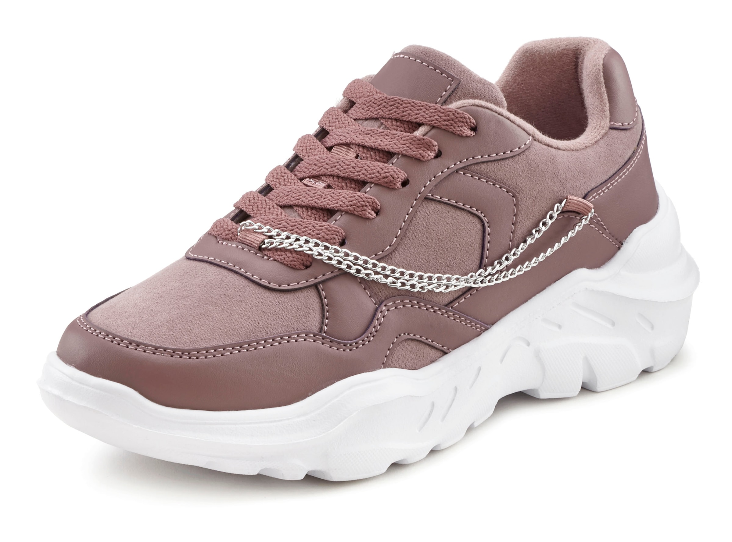 LASCANA Sneaker, mit Chunky-Sohle & Ketten, Schnürhalbschuhe, Freizeitschuhe VEGAN