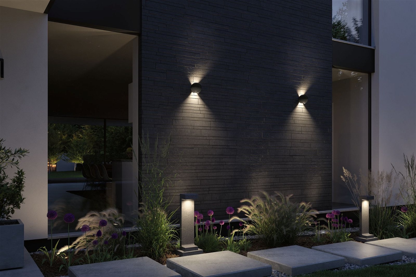 Paulmann LED Außen-Wandleuchte »Concrea IP65 160mm 3000K 2x5,5W 2x250lm 230V schwarzer Sandstein Beton«, 2 flammig