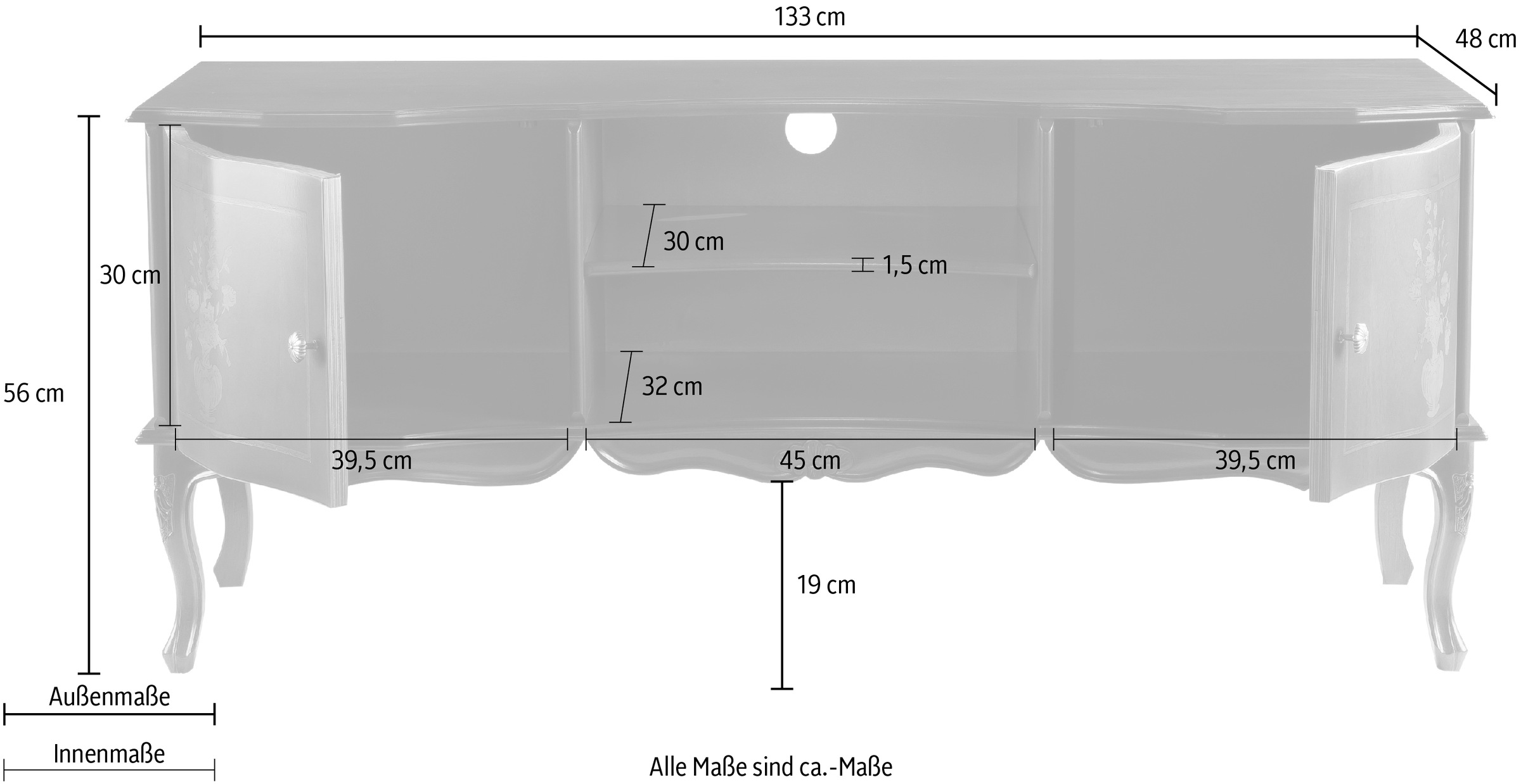 Home affaire TV-Board »Bardolino«, Breite 133 cm