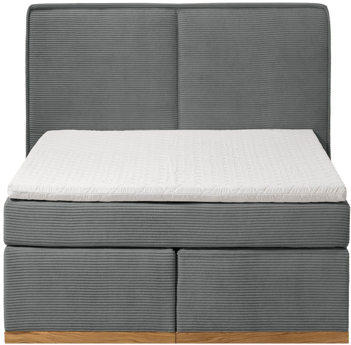 Home affaire Boxspringbett »SHERWOOD Hotelbett, Polsterbett«, Hochwertiger Cord,weiche Velours-Struktur, mit Topper, Eiche