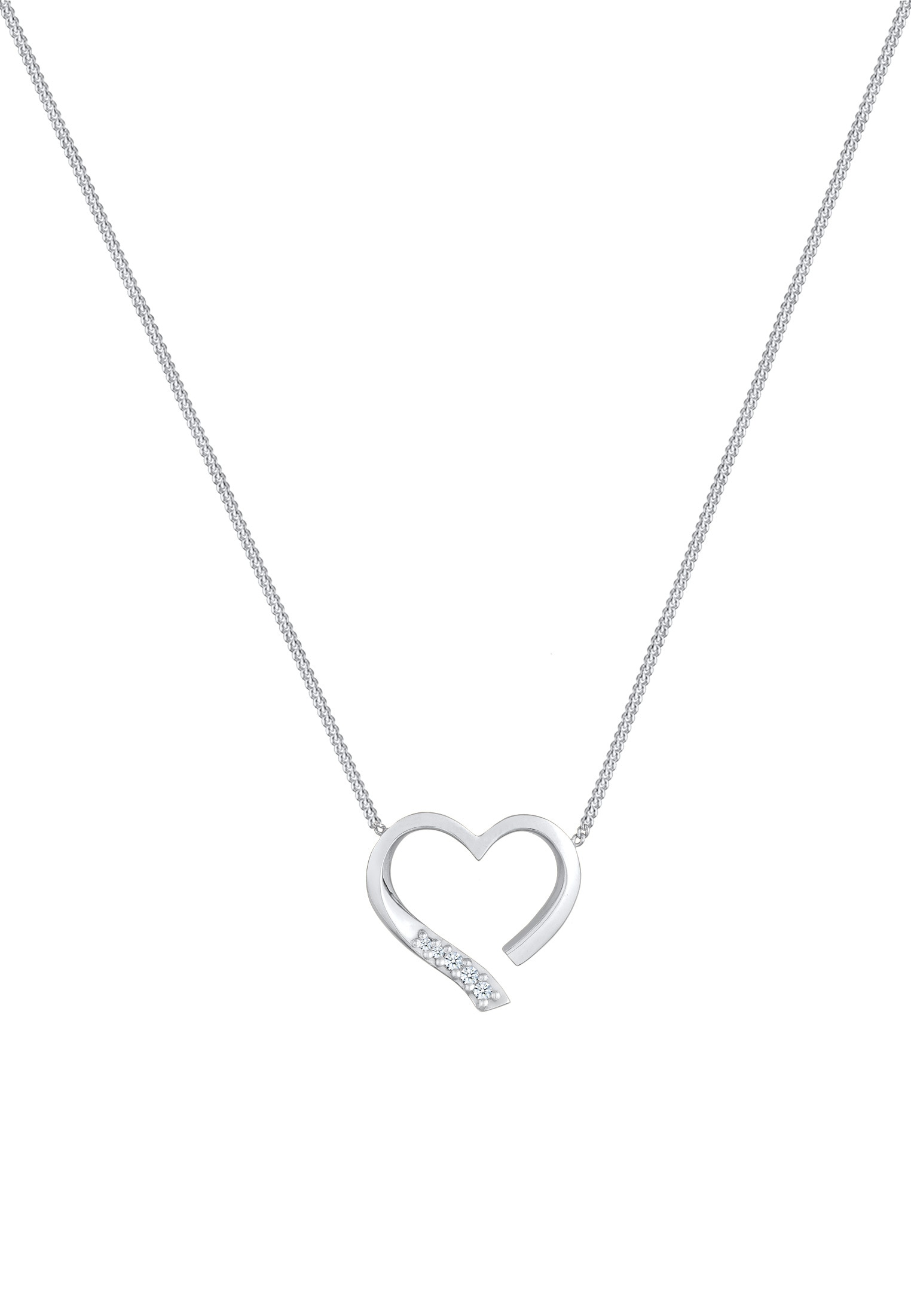 Elli DIAMONDS Silberkette »Halskette Herz Liebe Diamant (0.055 ct.) 925 Silber«