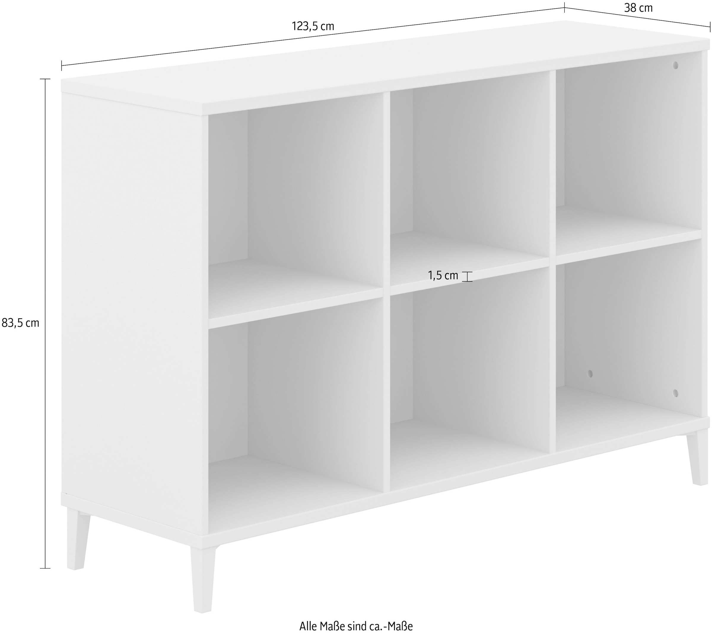 YUNY by PAIDI Sideboard »SISTER LOU mit 6 offenen Fächern, Breite 123 cm«, stabiles und langlebiges Regal in Beige, geprüfte Qualität