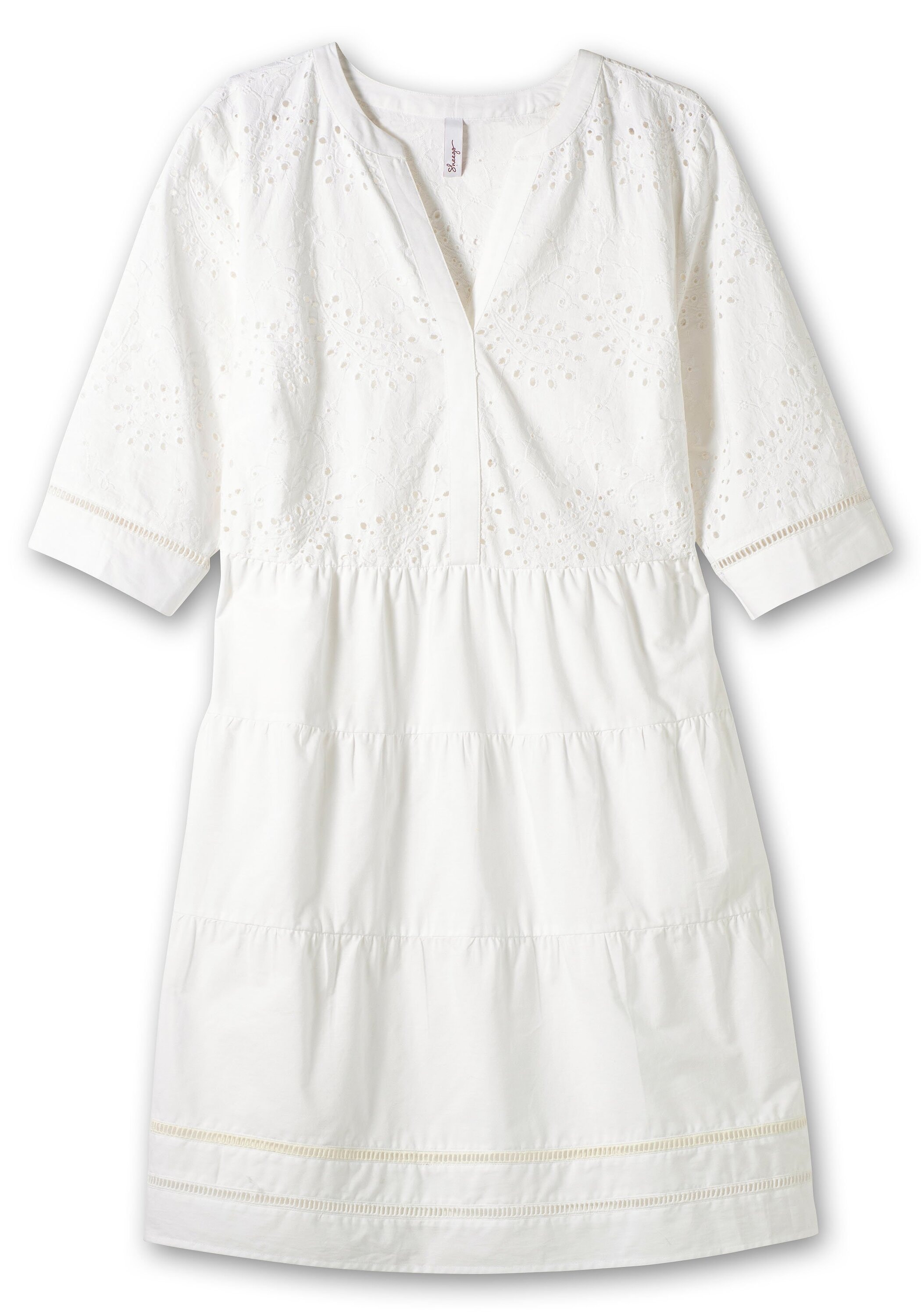 Sheego Sommerkleid »Kurzes Kleid mit Lochstickerei und Ajourmuster«