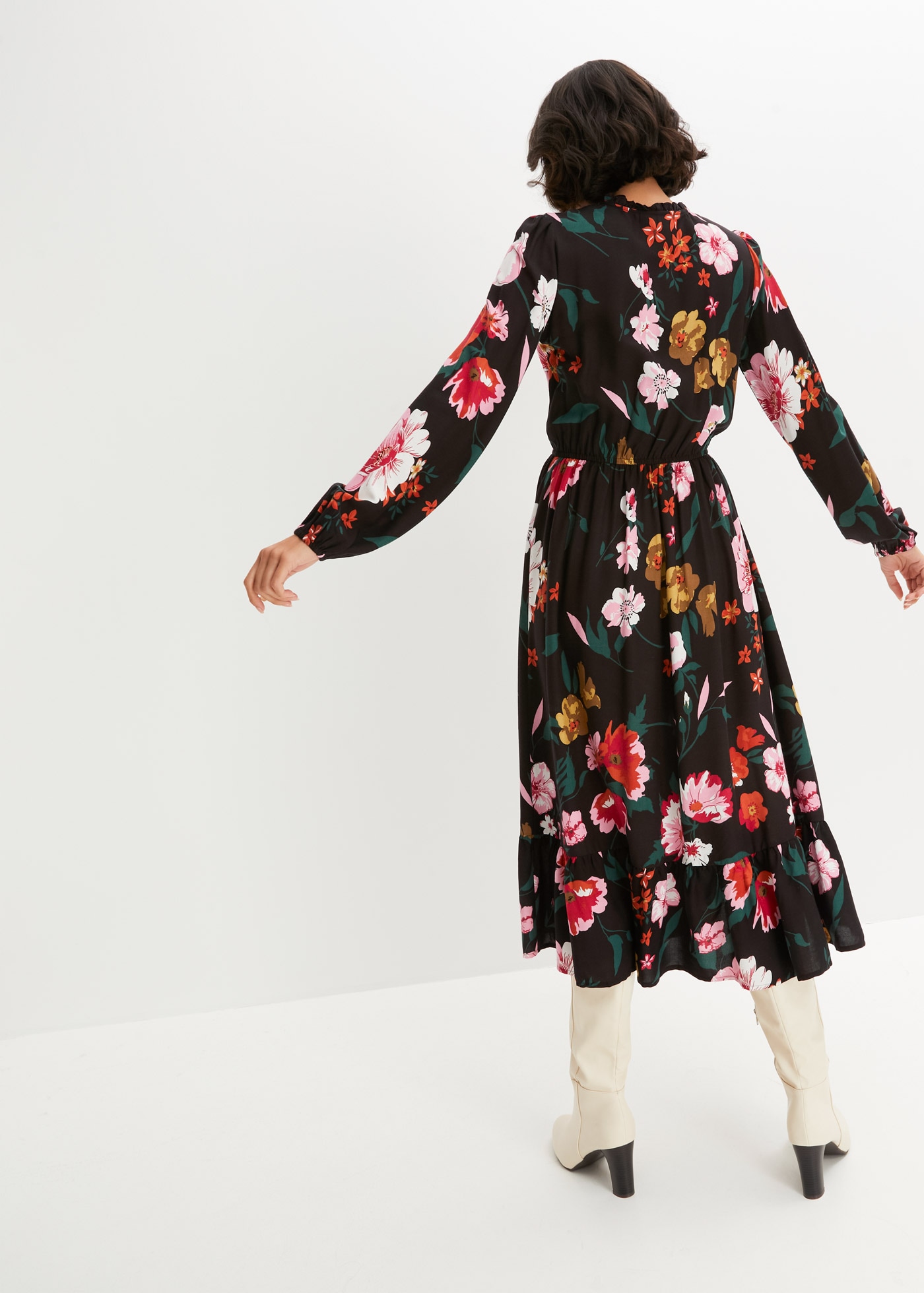 bonprix Midikleid »Midikleid aus fließender Viskose« für stilvolle Anlässe, aus Viskose, ausgestellte Passform