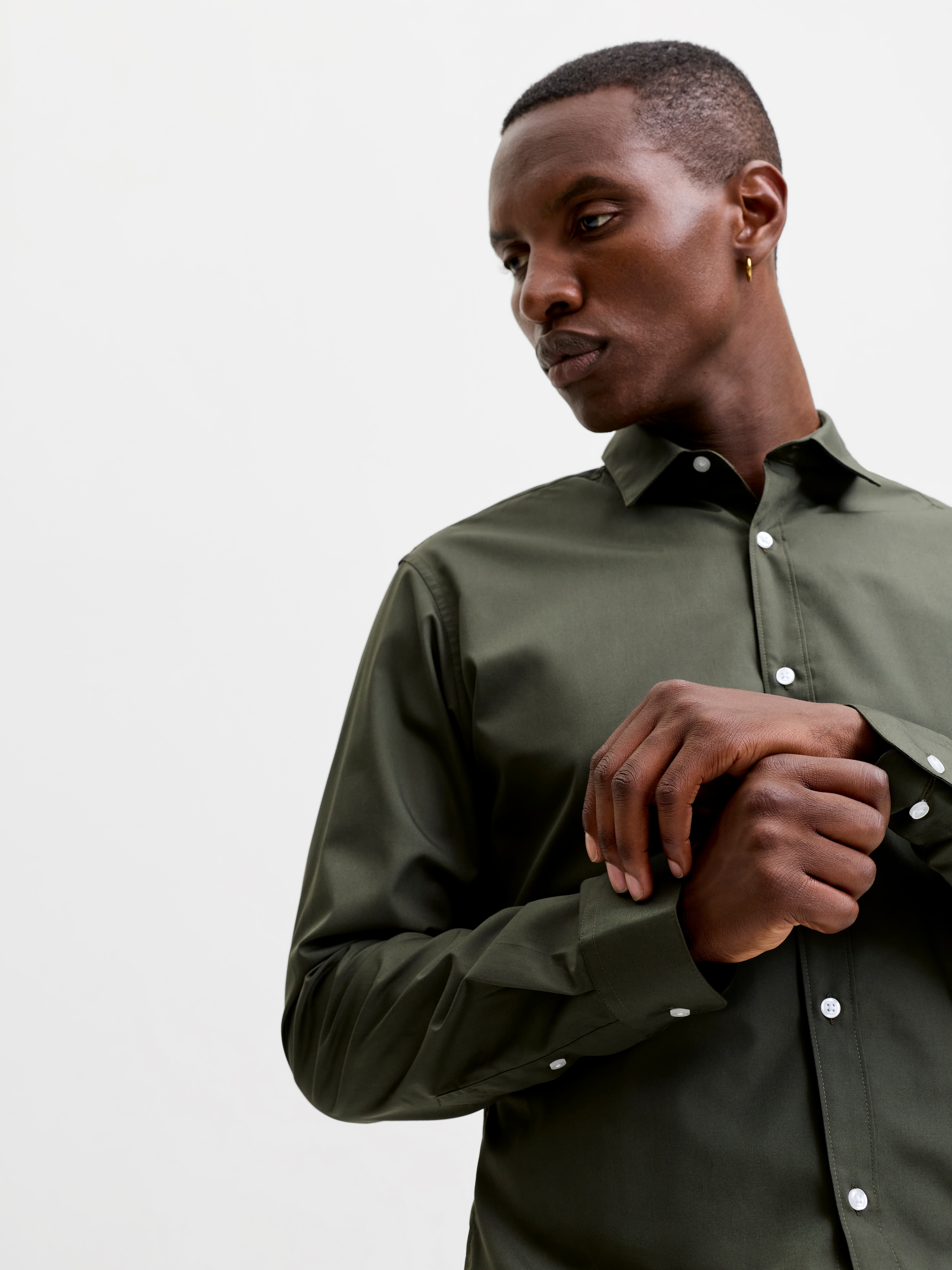 Jack & Jones Langarmhemd »JJJOE SHIRT LS PLAIN« Materialmix, slim fit