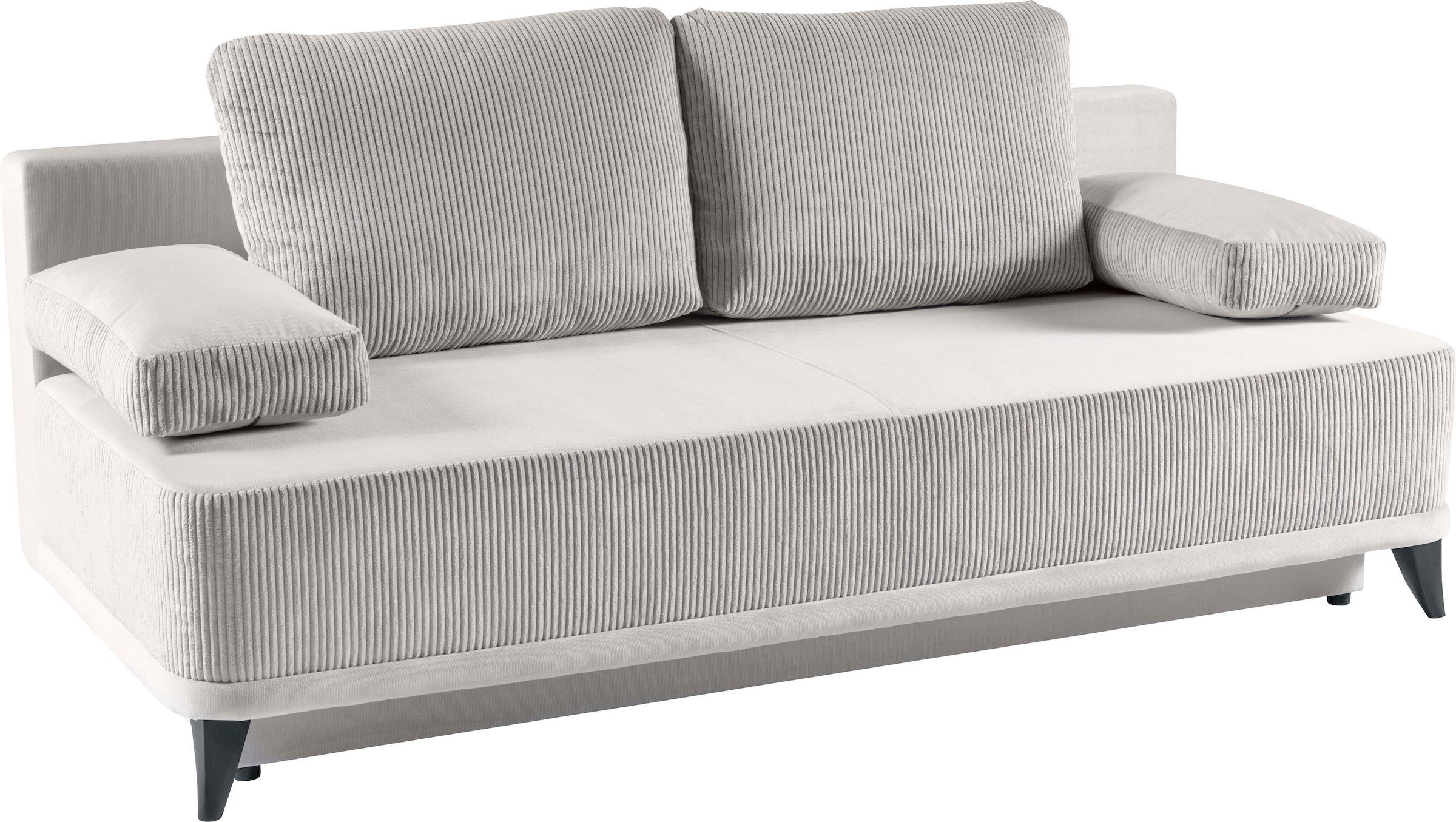 WERK2 Schlafsofa »Rosso Breite 204, Liegefläche 140/200cm. aktueller Cord Materialmix«, 2-Sitzer Sofa und Schlafcouch mit Federkern & Bettkasten