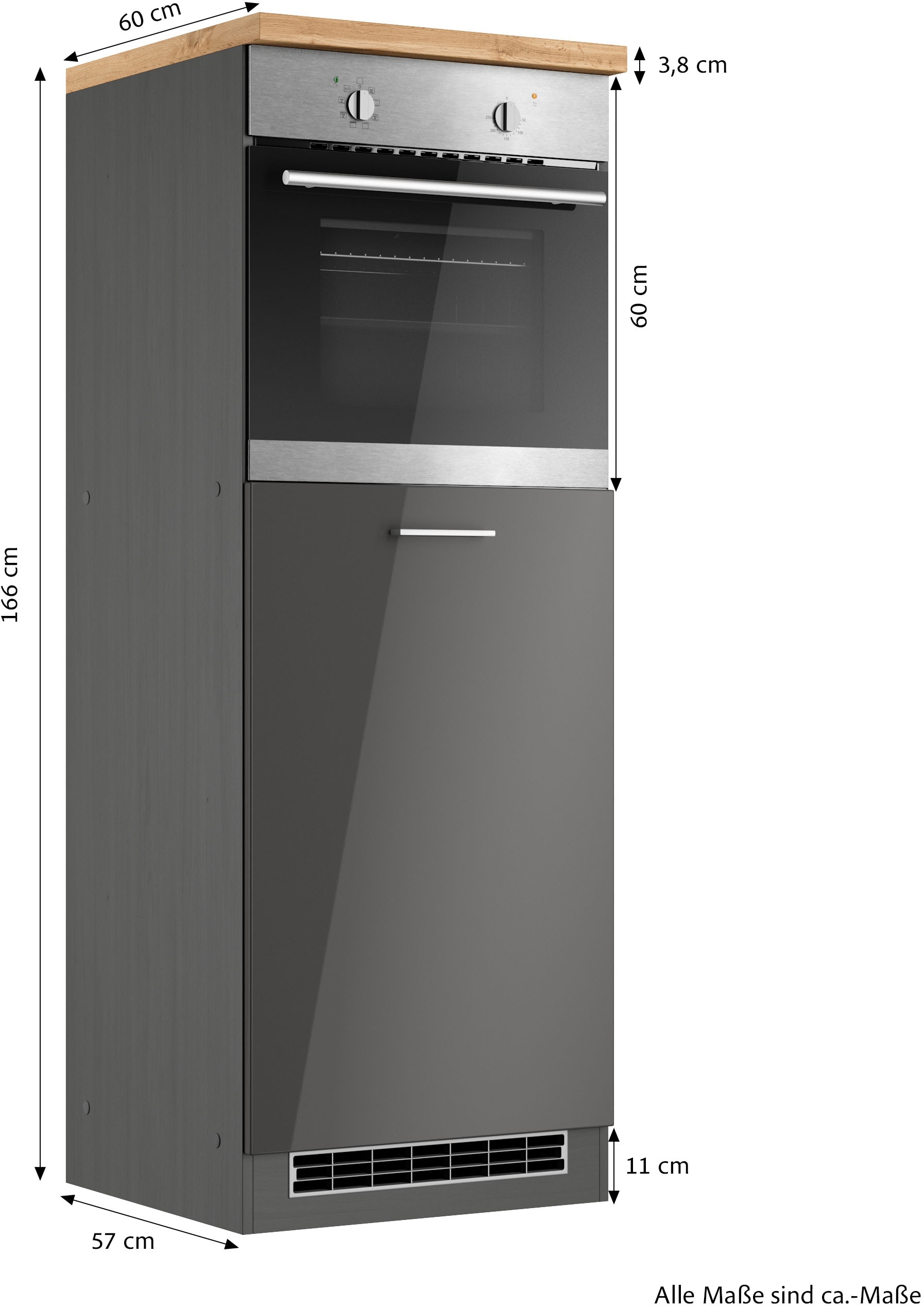 KOCHSTATION Backofen/Kühlumbauschrank »KS-Milan«, HELD Möbel, Ofen-/Kühlschrankumbau 60 cm, matt oder hochglänzend