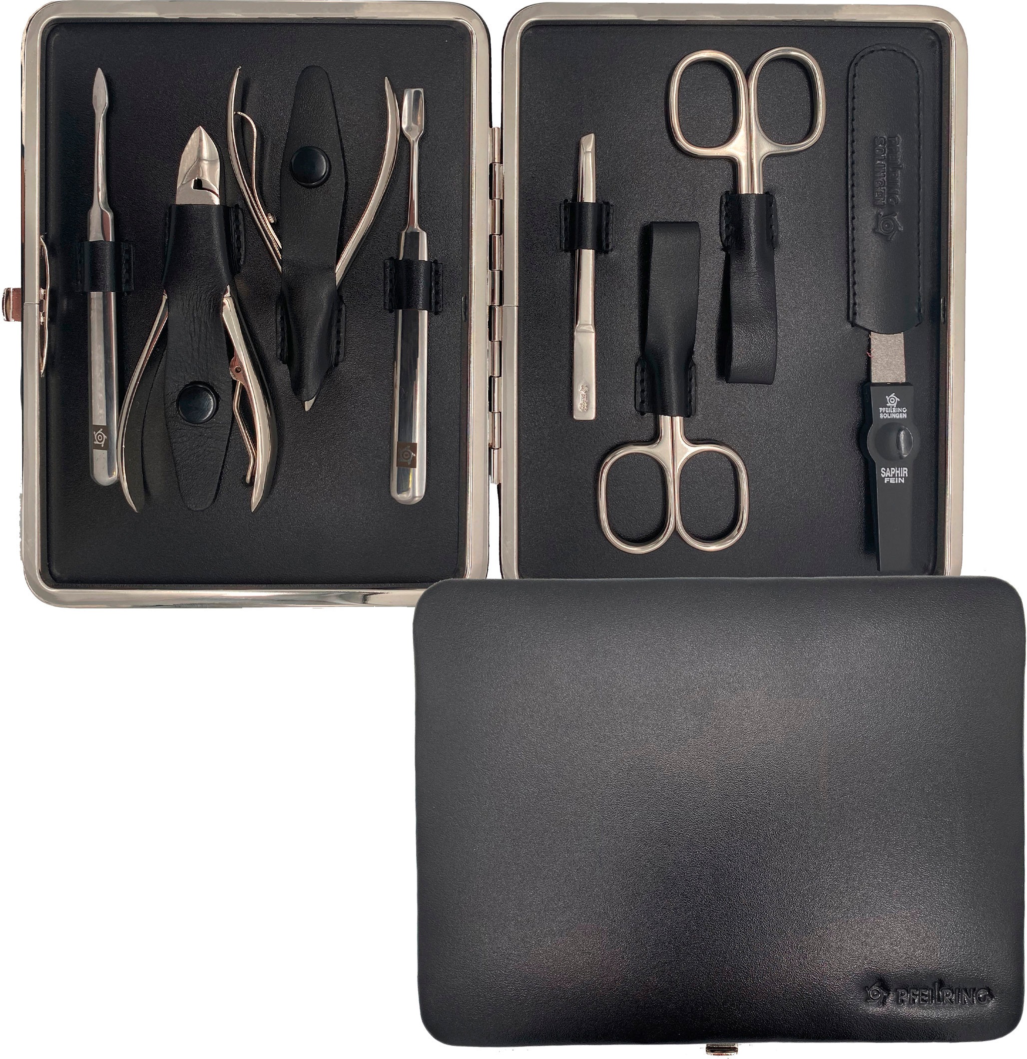 PFEILRING Maniküre-Etui, (8 tlg.), Rahmenetui Rindleder